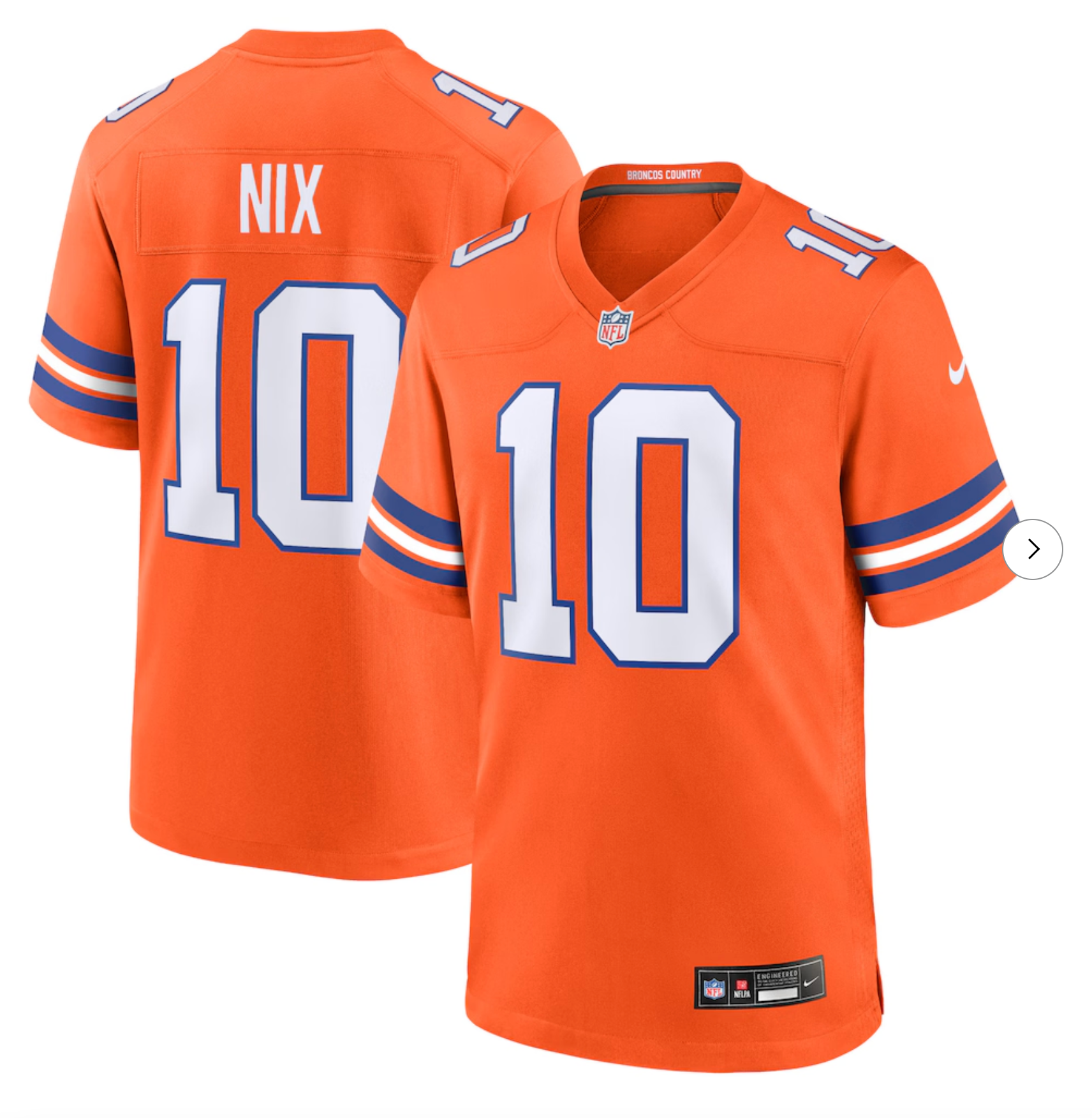 Bo Nix Denver Broncos Nike Mile High Collection 1977 Throwback Player Game Jersey - Orange