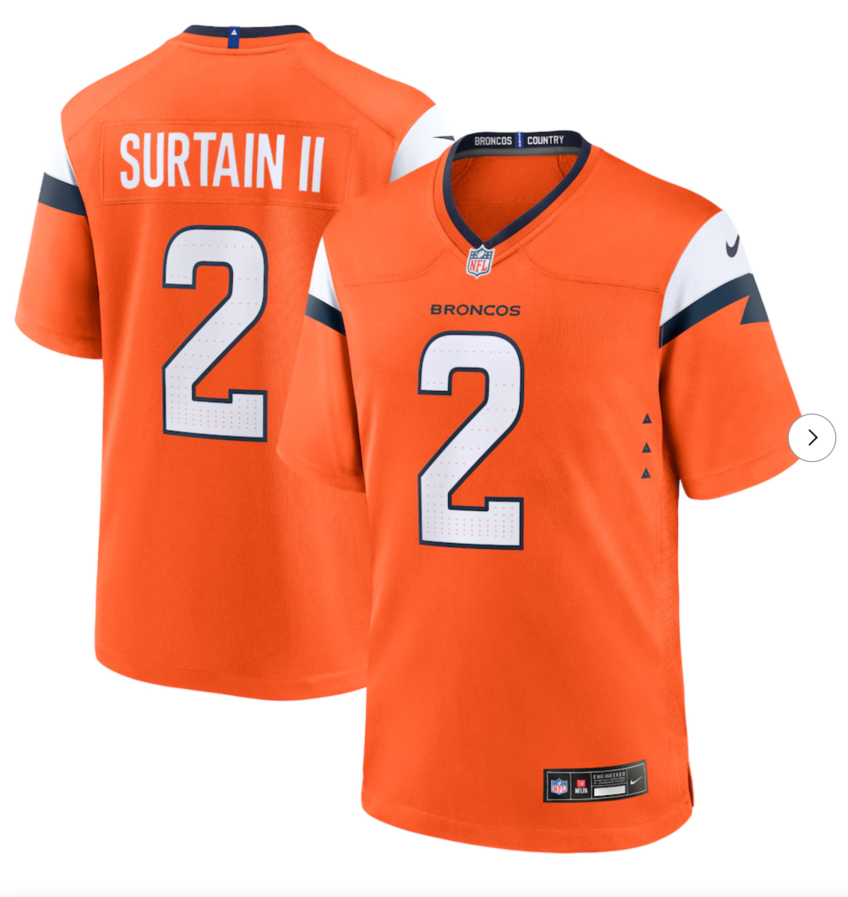 Patrick Surtain II Denver Broncos Nike Mile High Collection Alternate Game Jersey - Orange