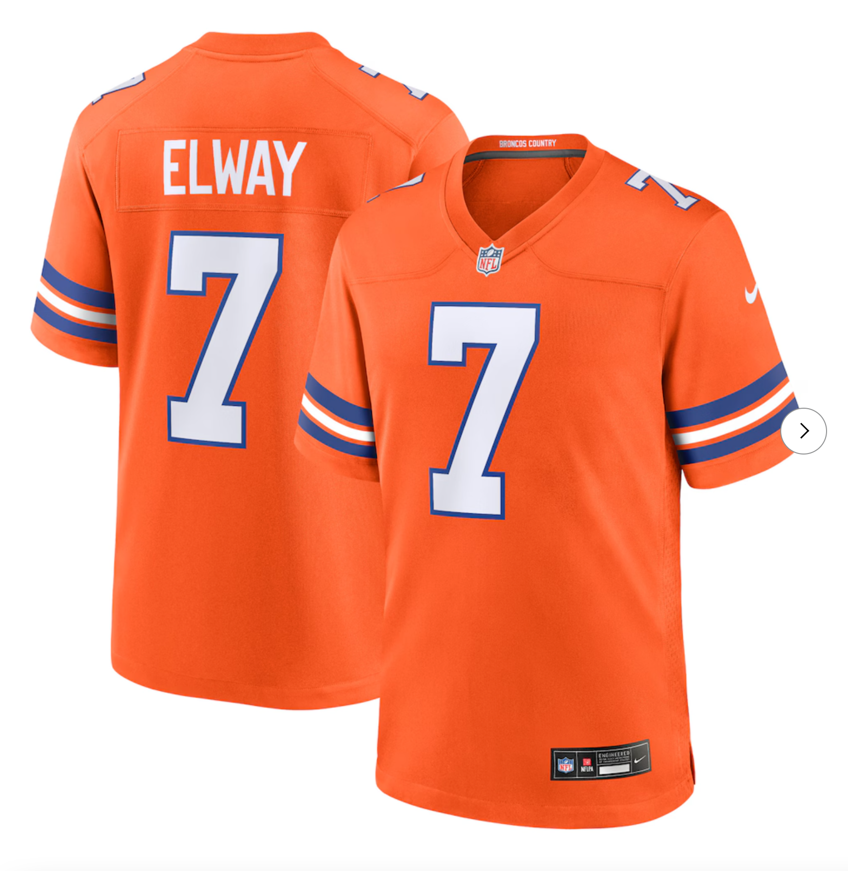 John Elway Denver Broncos Nike Mile High Collection 1977 Throwback Retired Player Game Jersey - OrangePatrick Surtain II Denver Broncos Nike Mile High Collection Alternate Game Jersey - White (Copy)
