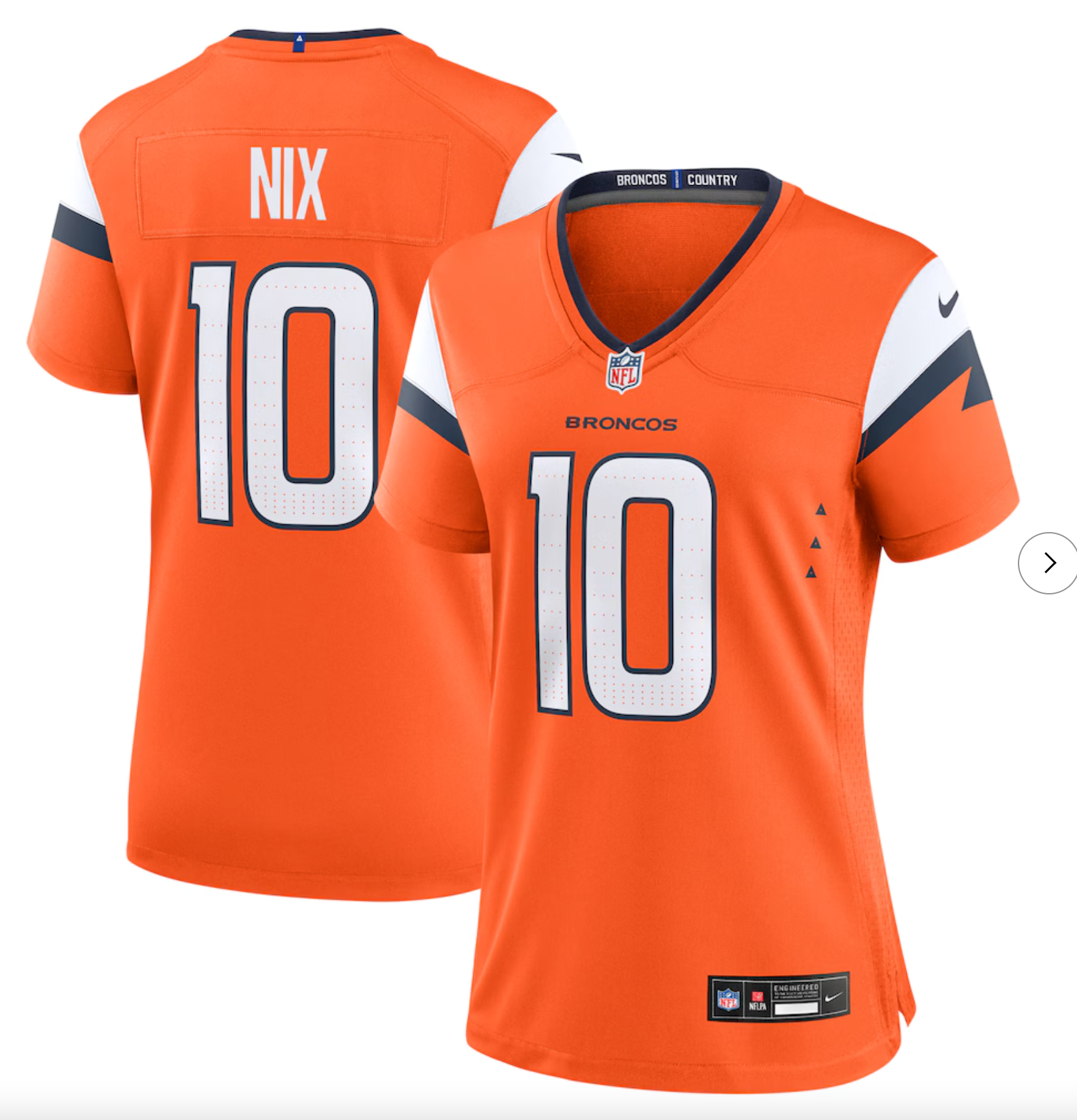 Bo Nix Denver Broncos Nike Women's Game Jersey - Orange