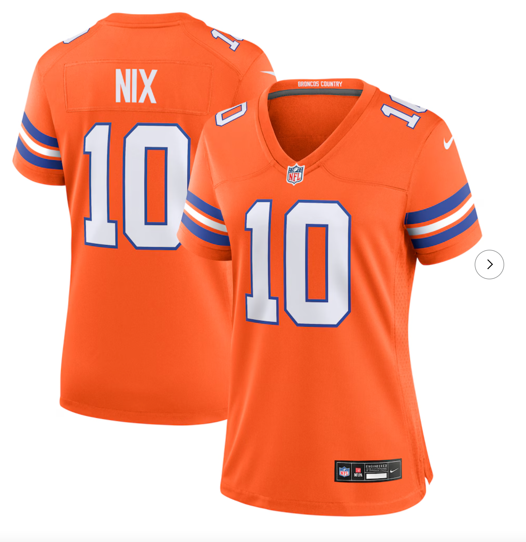Bo Nix Denver Broncos Nike Women's Mile High Collection 1977 Throwback Player Game Jersey - Orange