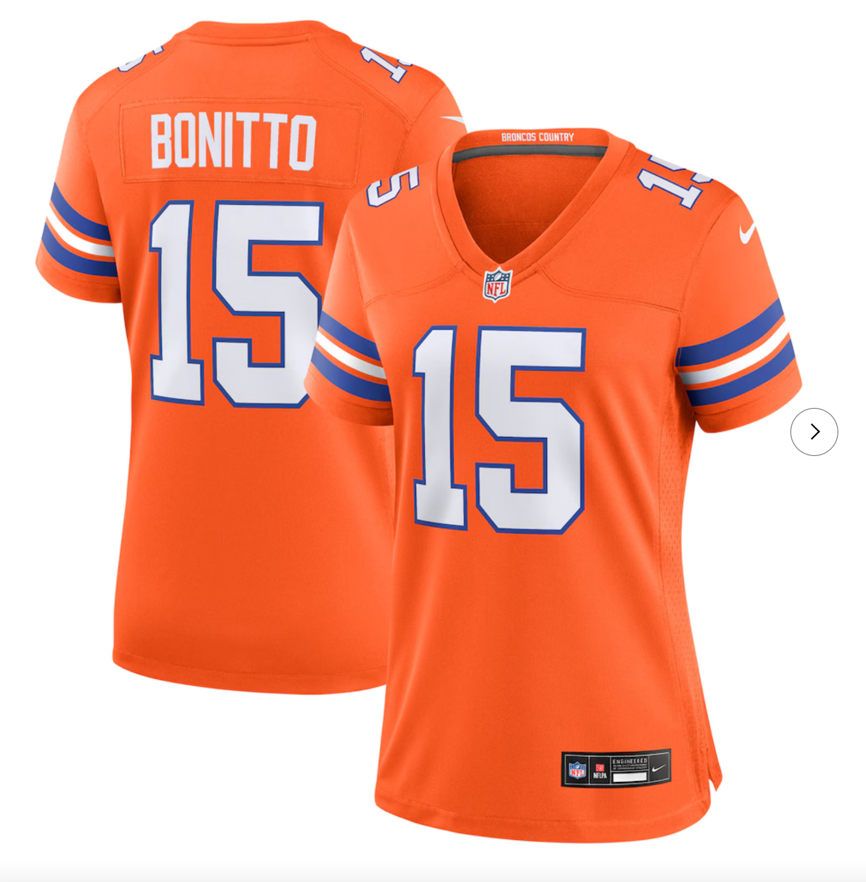 Nik Bonitto Denver Broncos Nike Women's Alternate 2 Mile High Collection 1977 Throwback Game Jersey - Orange