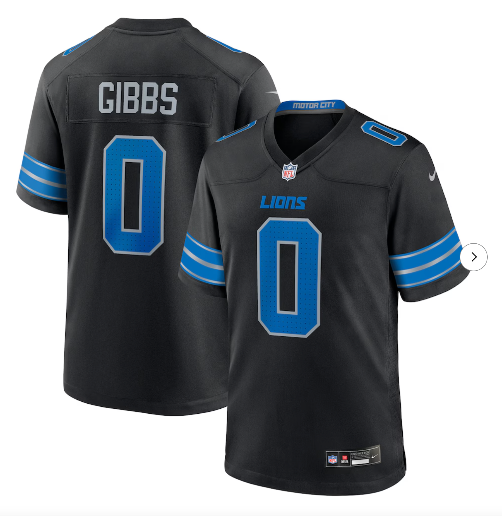 Jahmyr Gibbs Detroit Lions Nike 2nd Alternate Game Player Jersey - Black
