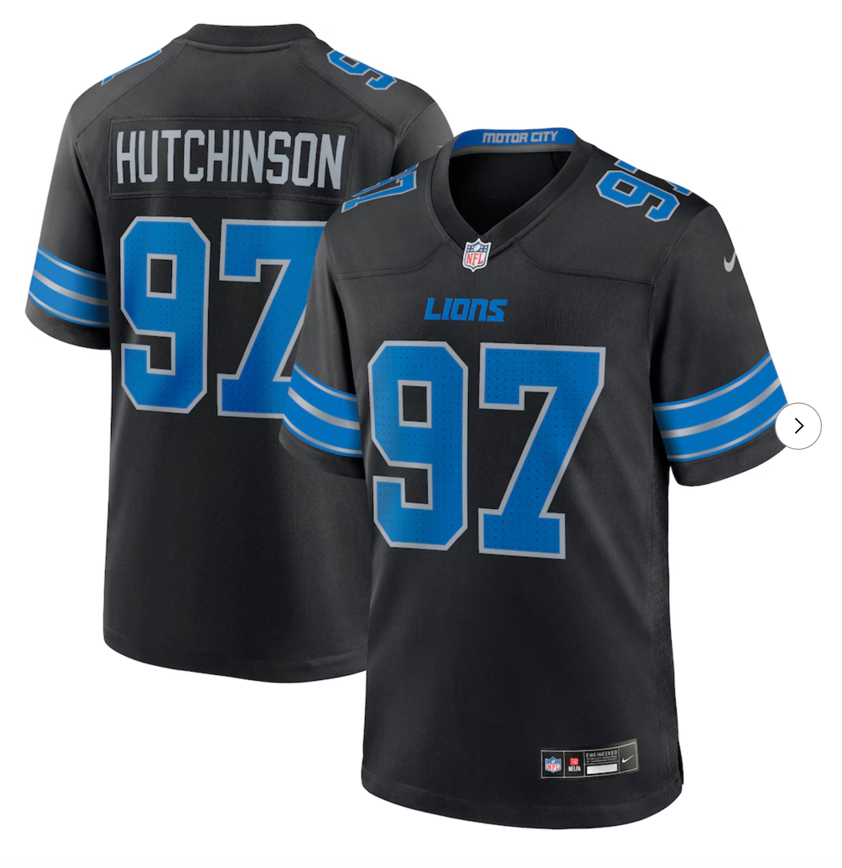 Aidan Hutchinson Detroit Lions Nike 2nd Alternate Game Jersey - Black