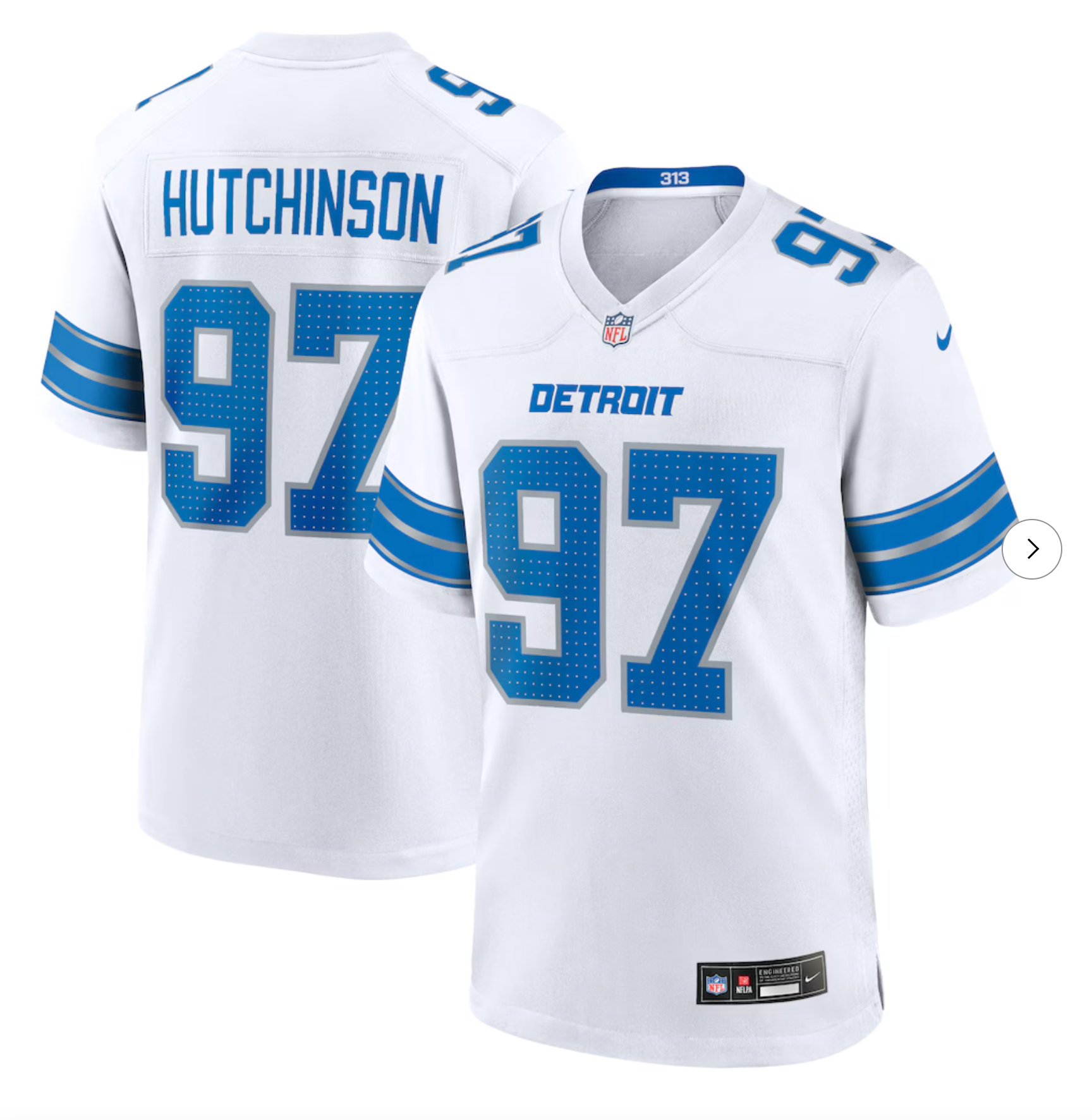 Aidan Hutchinson Detroit Lions Nike 2nd Alternate Game Jersey - White