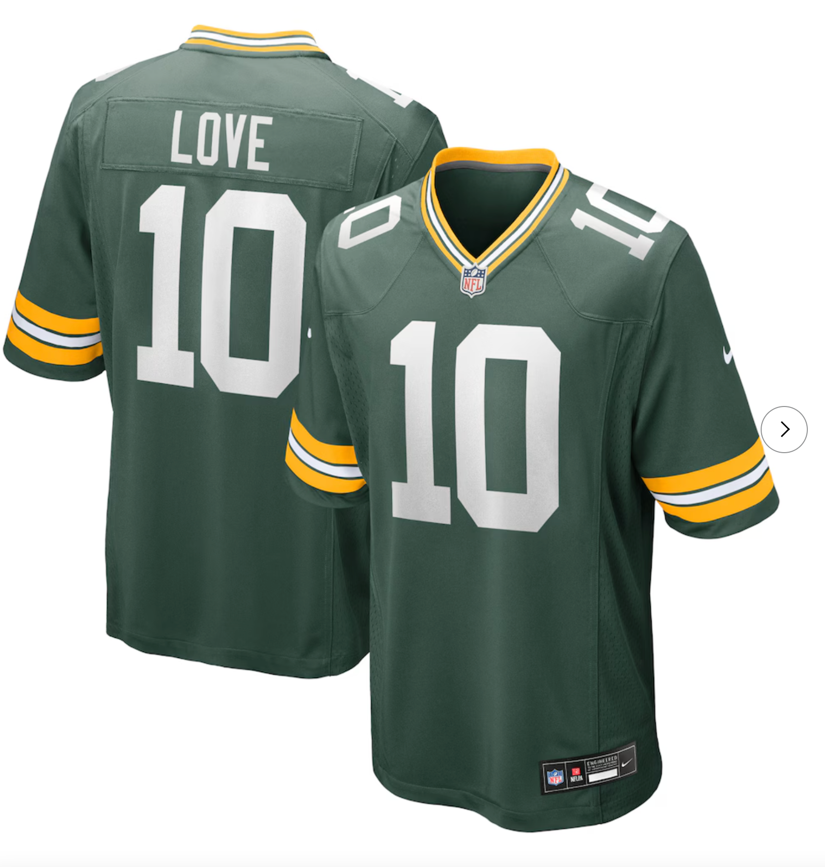 Jordan Love Green Bay Packers Nike Player Game Jersey - Green