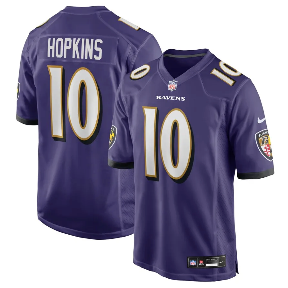 Men's Baltimore Ravens DeAndre Hopkins Purple Team Game Jersey