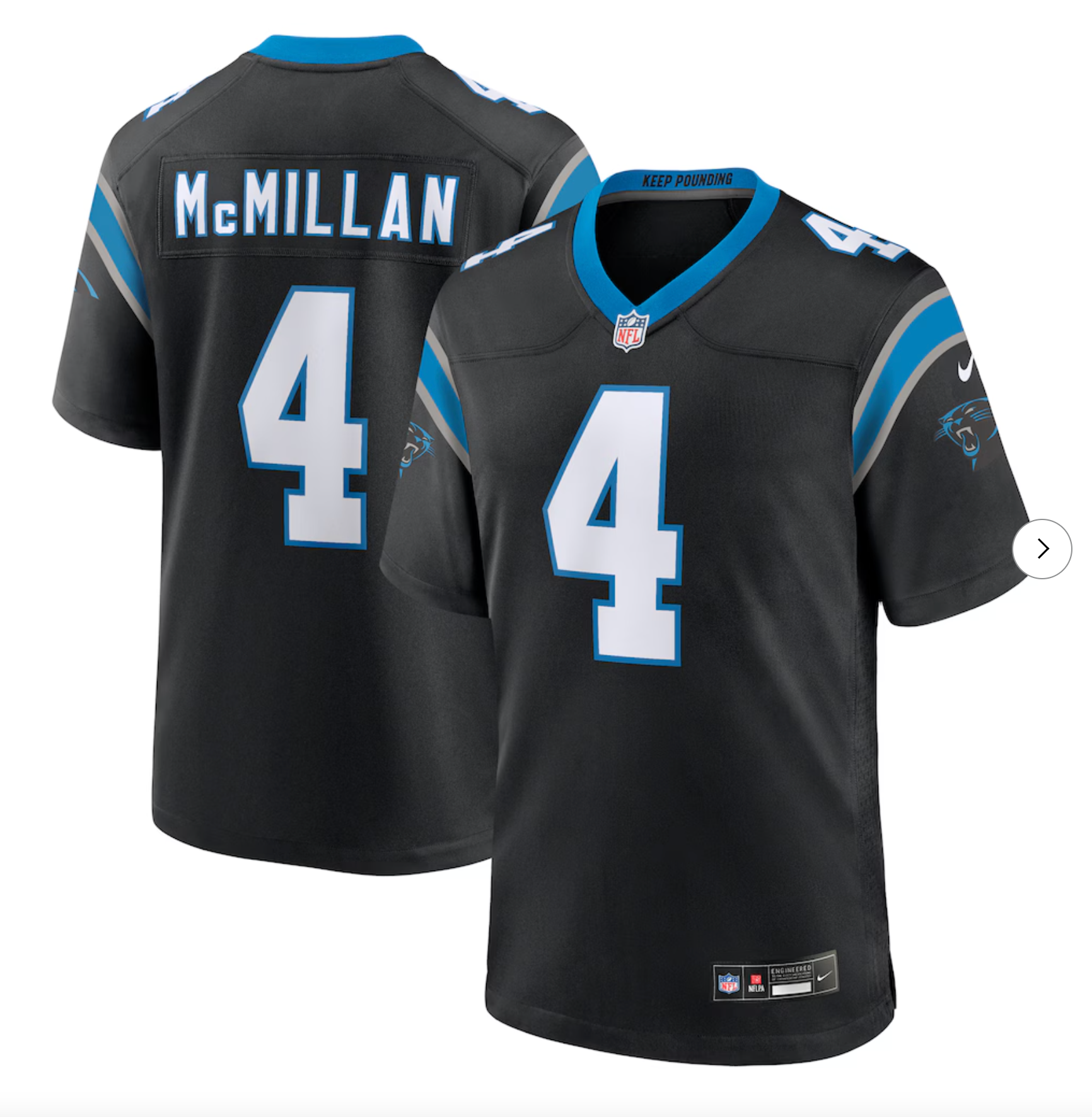 Tetairoa McMillan Carolina Panthers Nike 2025 NFL Draft First Round Pick Game Jersey - Black