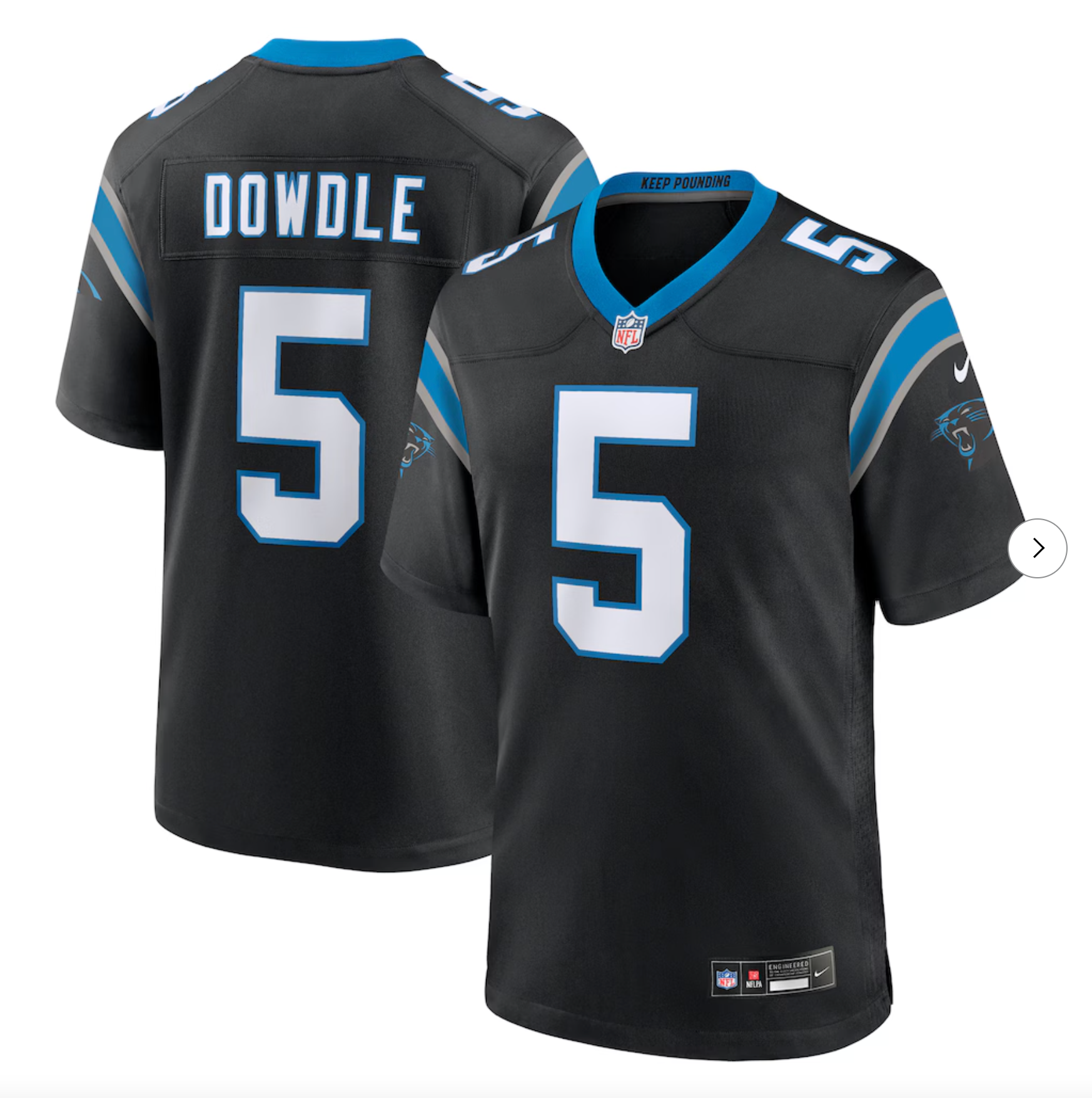 Rico Dowdle Carolina Panthers Nike Team Game Jersey - Black