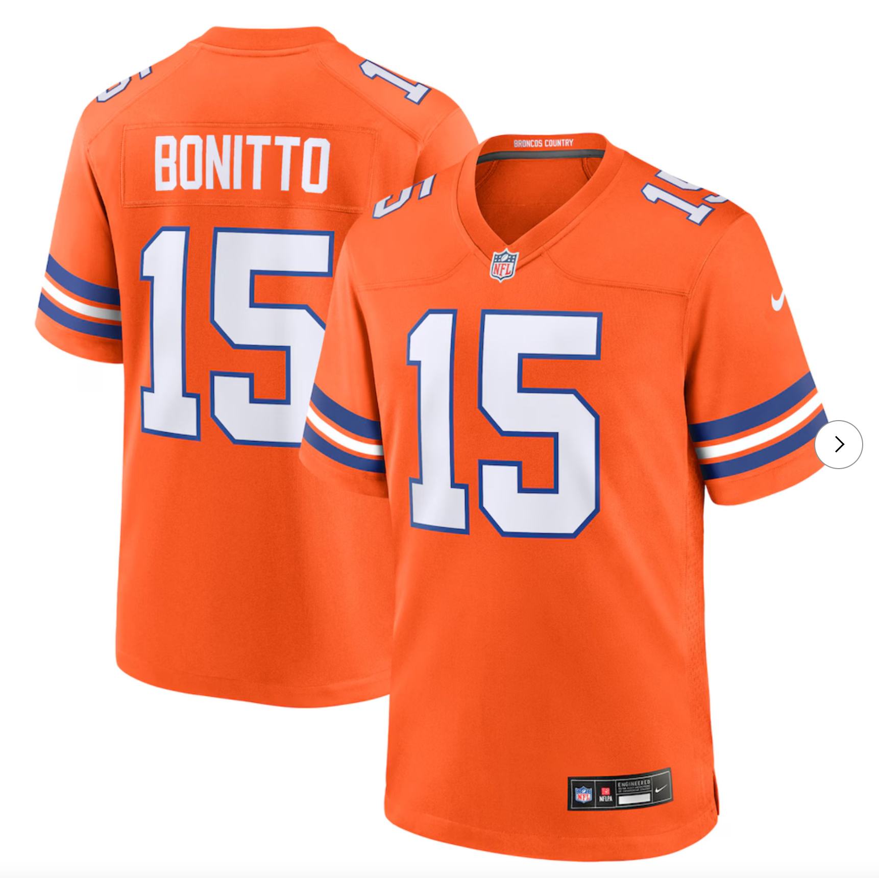 Nik Bonitto Denver Broncos Nike Alternate 2 Mile High Collection 1977 Throwback Game Jersey - Orange