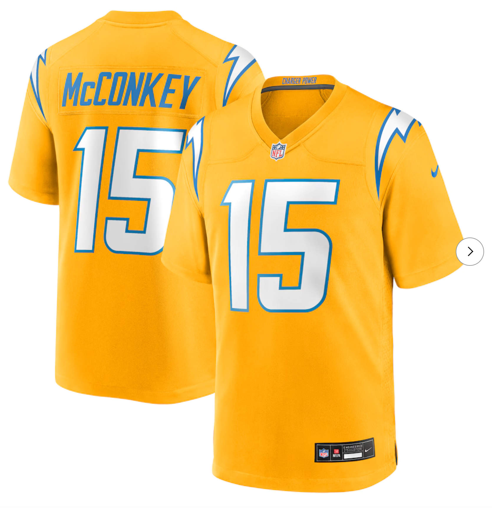 Ladd McConkey Los Angeles Chargers Nike Alternate Charger Power Game Player Jersey - Gold