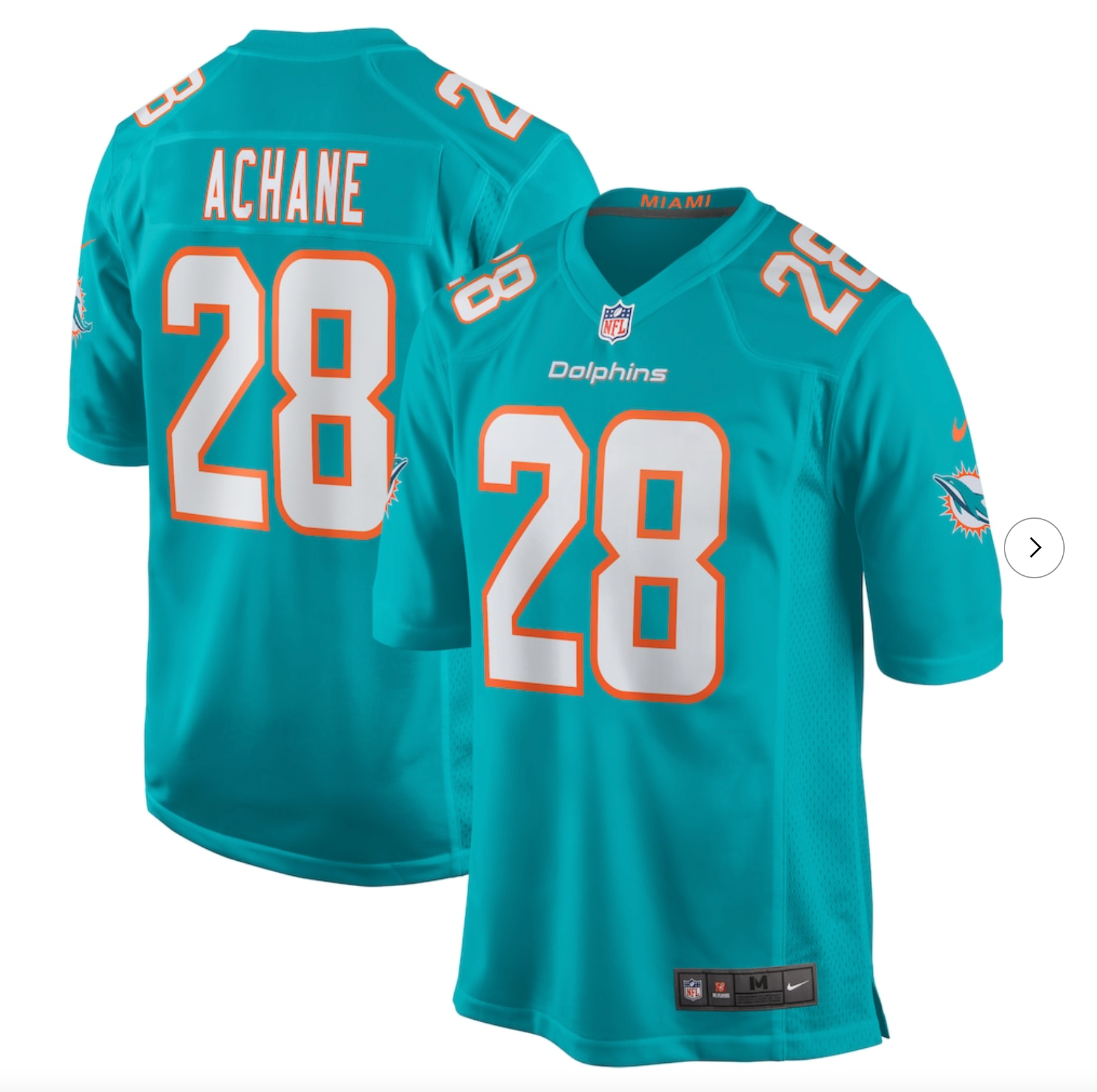 Devon Achane Miami Dolphins Nike Player Game Jersey - Aqua