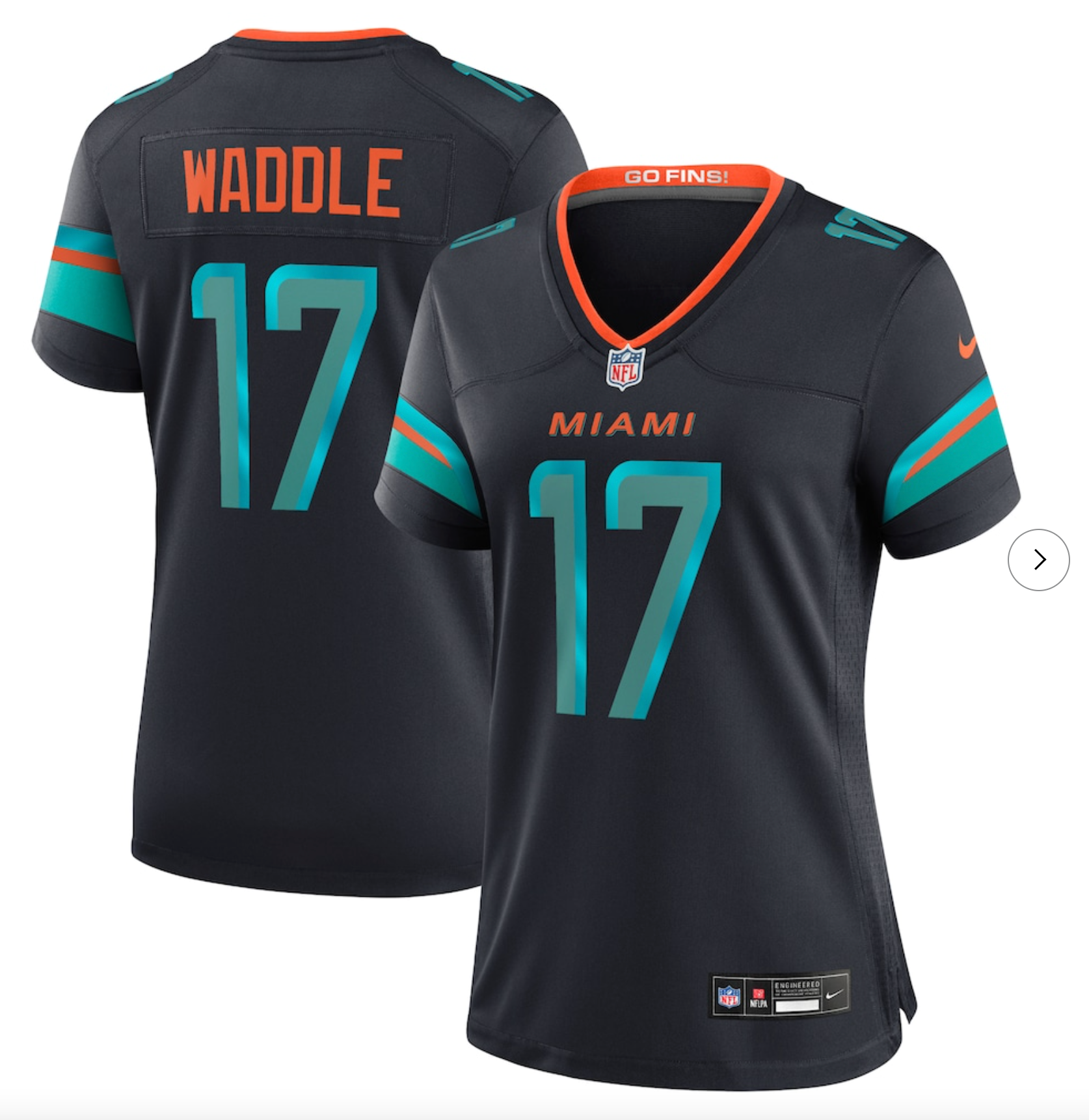 Jaylen Waddle Miami Dolphins Nike Women's 2025 Rivalries Collection Game Jersey - Pitch Blue