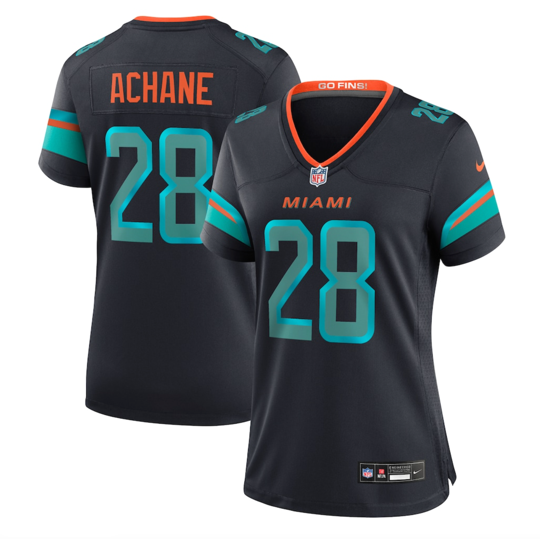 De’Von Achane Miami Dolphins Nike Women's 2025 Rivalries Collection Game Jersey - Pitch Blue