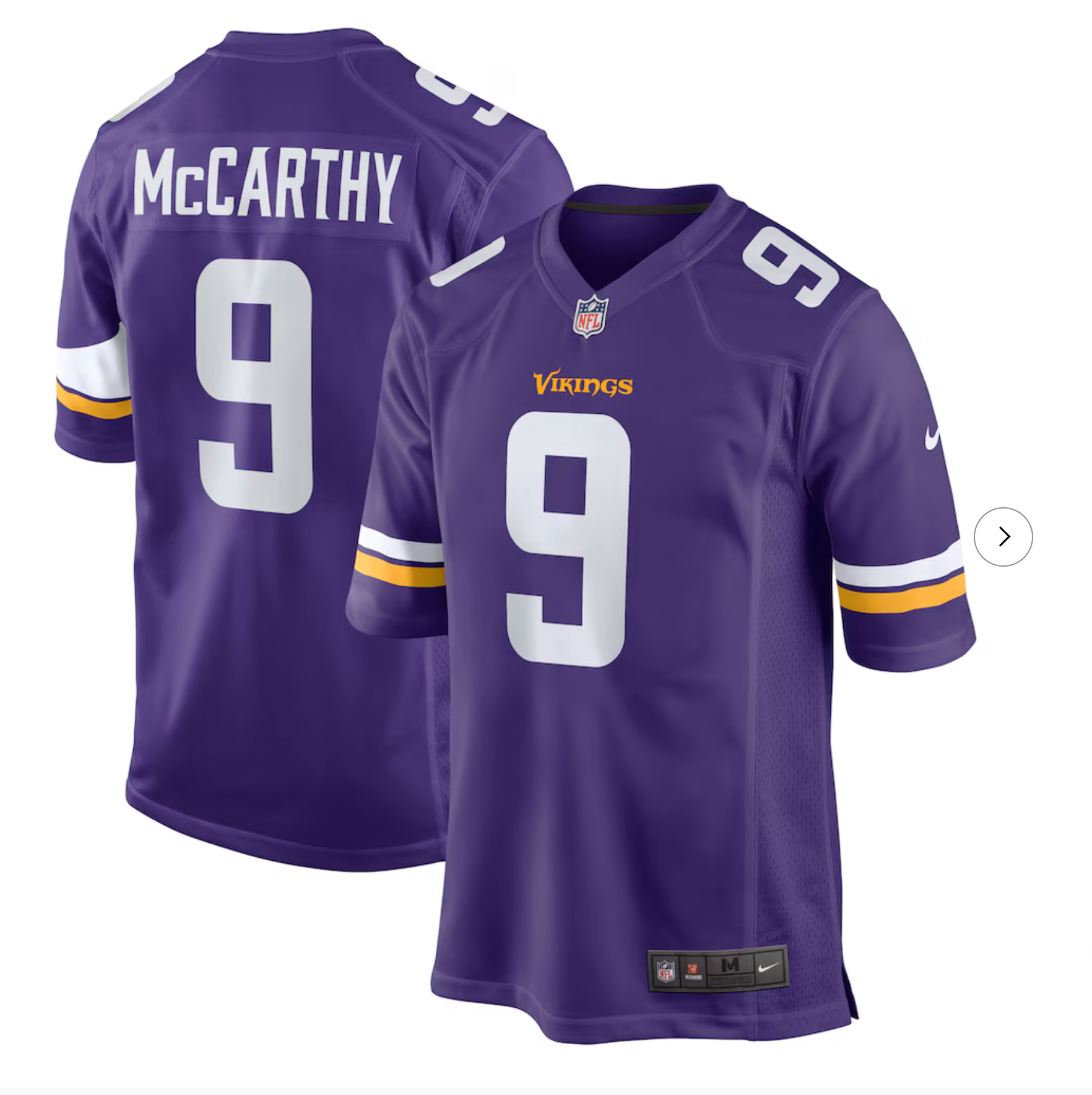 J.J. McCarthy Minnesota Vikings Nike Player Game Jersey - Purple