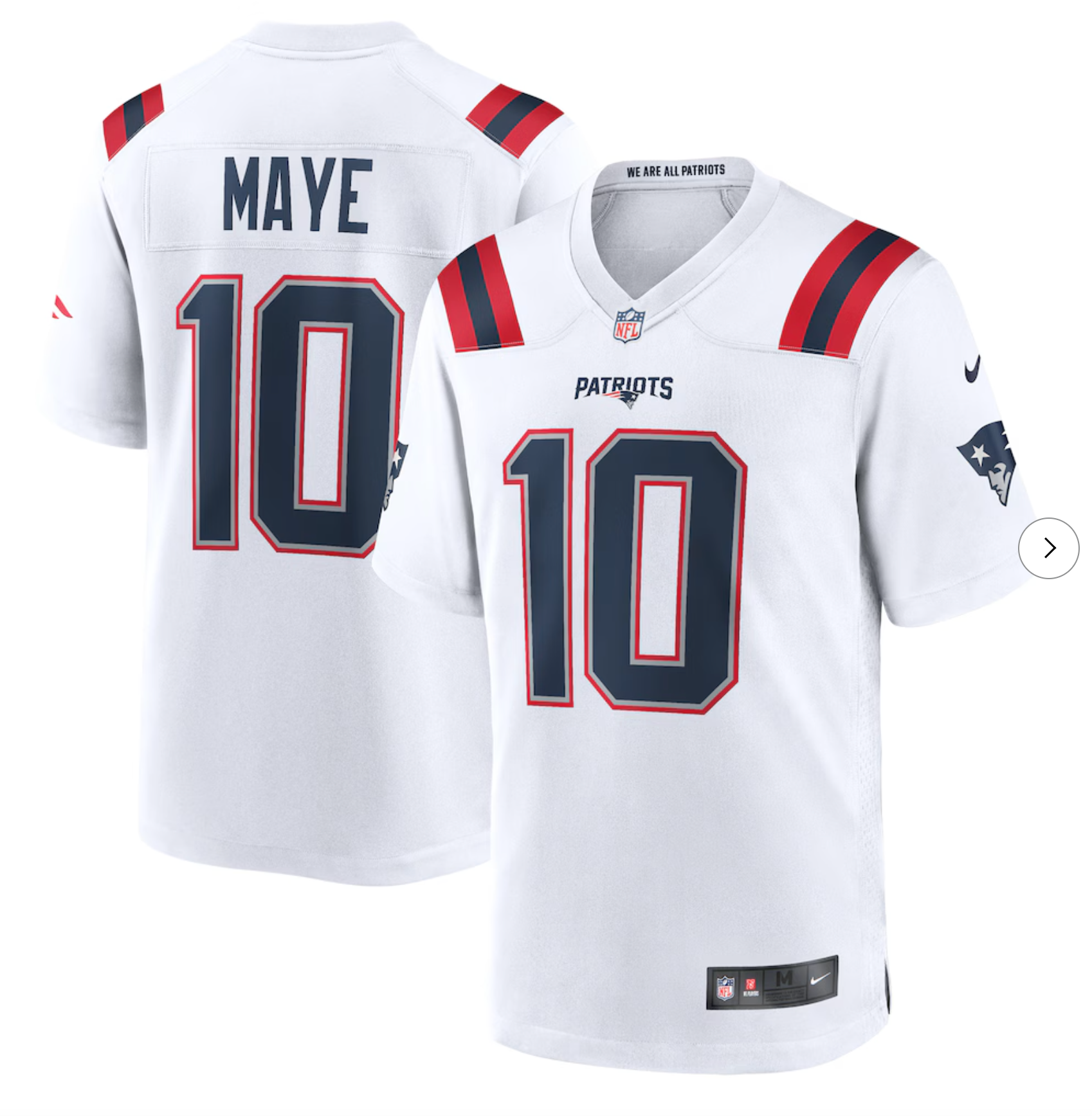 Drake Maye New England Patriots Nike Player Game Jersey - White