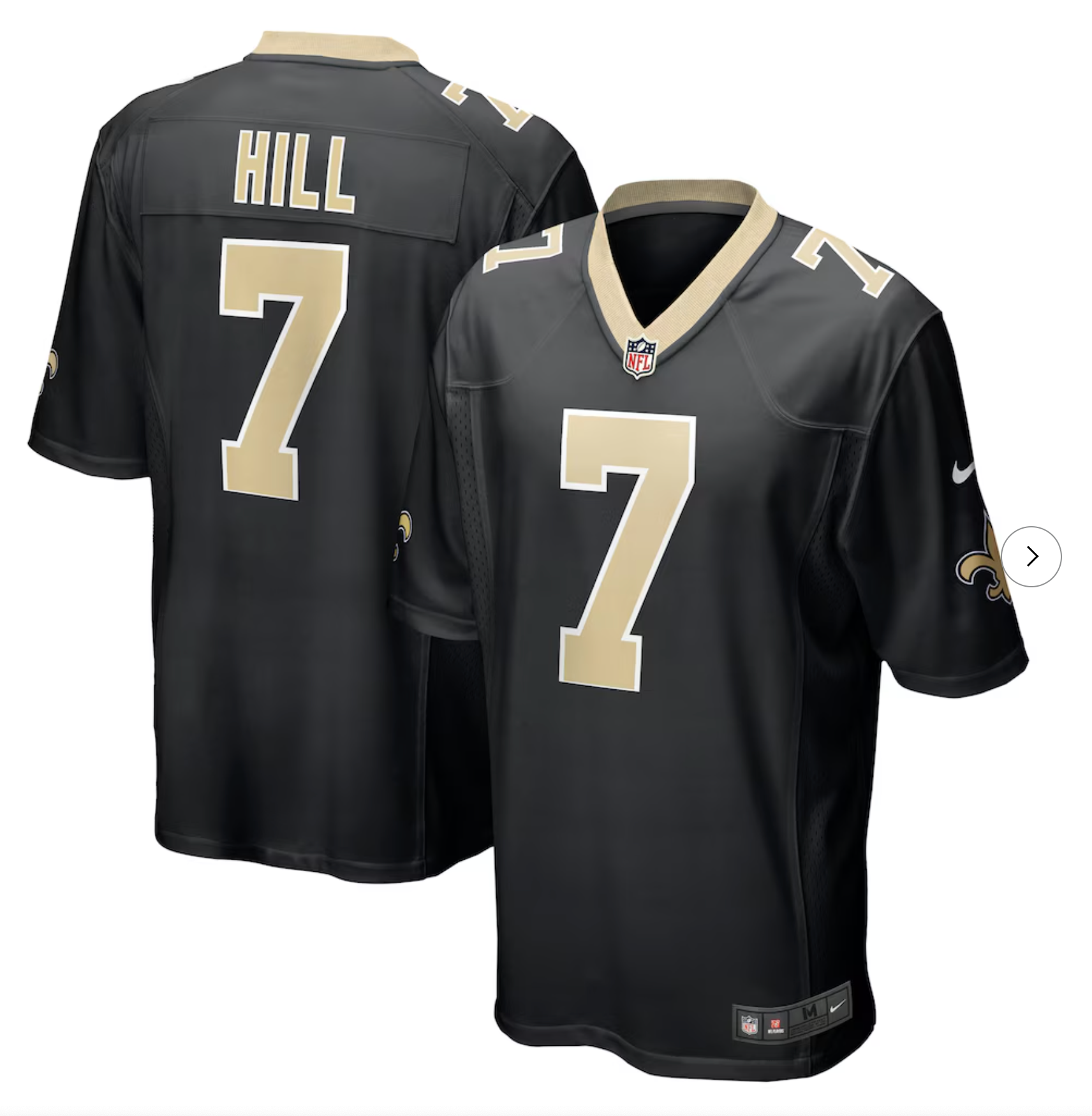 Taysom Hill New Orleans Saints Nike Gameday Golds Alternate Game Player Jersey - Black