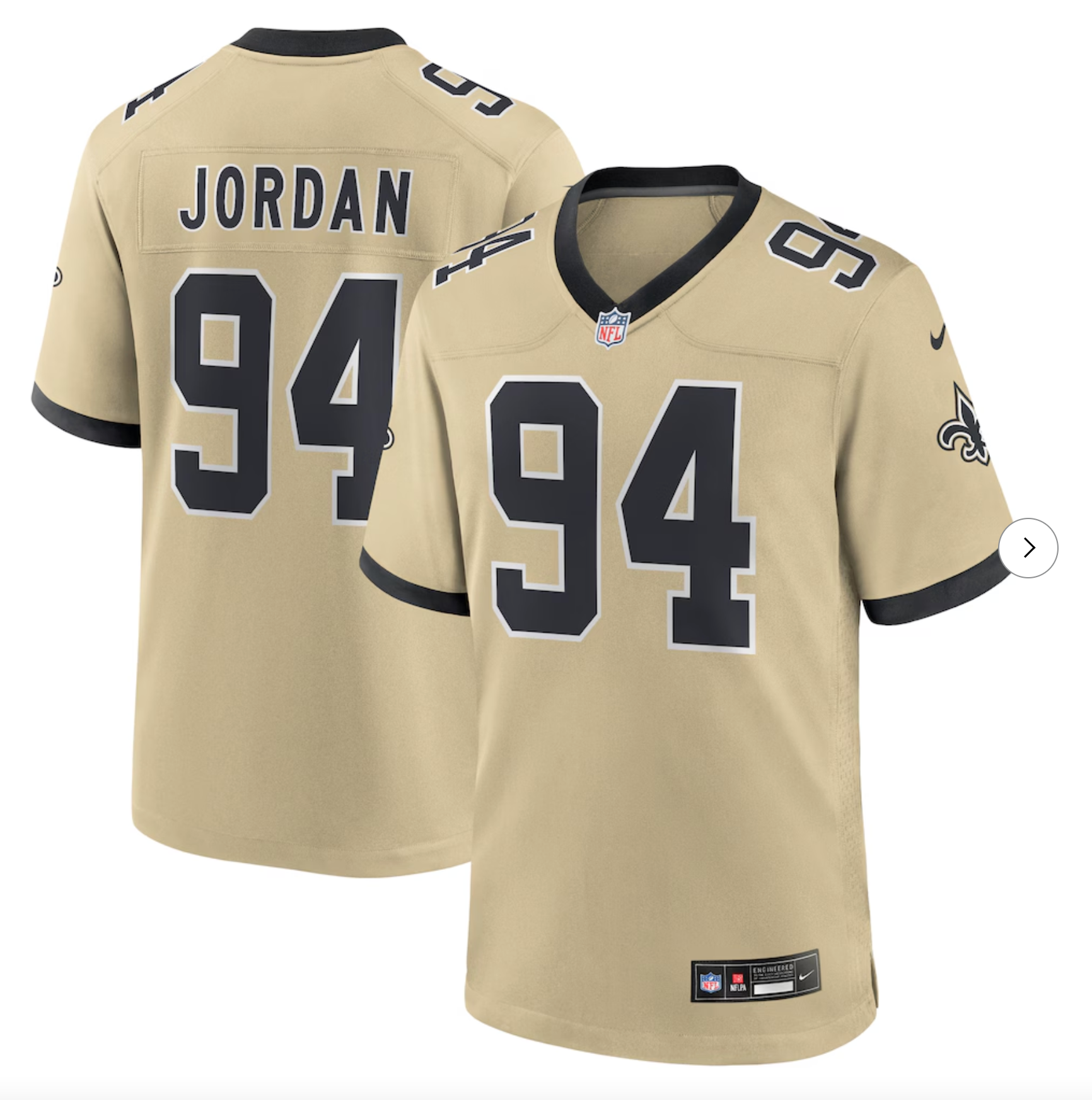 Cameron Jordan New Orleans Saints Nike Gameday Golds Alternate Game Player Jersey - Gold