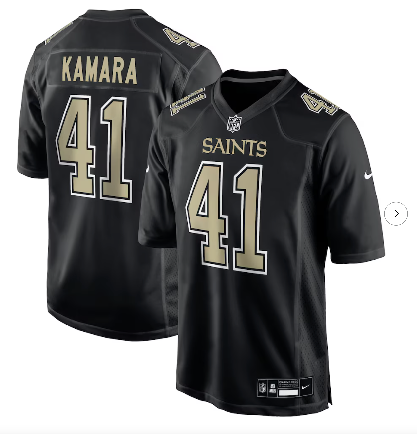 Alvin Kamara New Orleans Saints Nike Fashion Game Jersey - Carbon Black