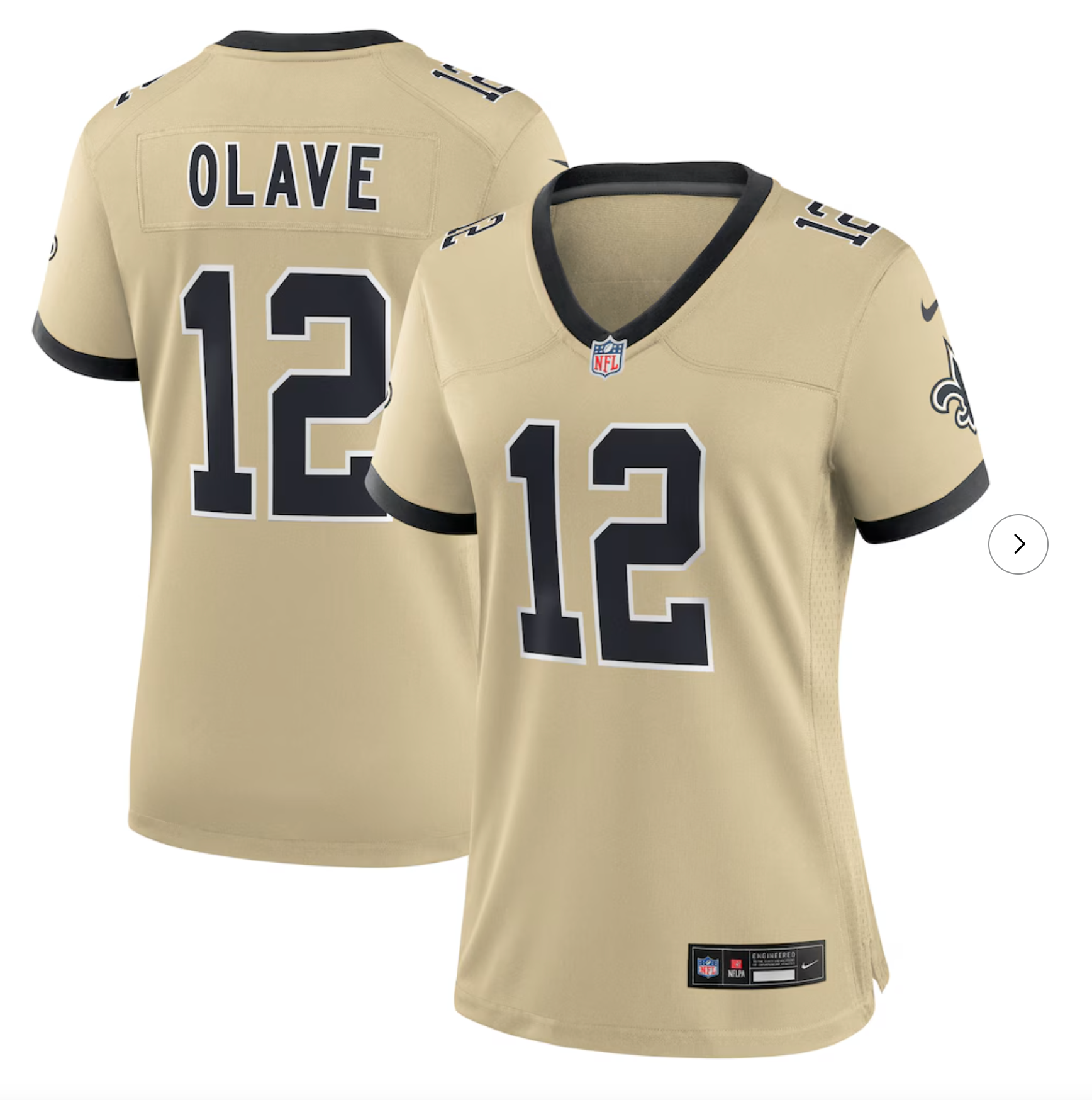Chris Olave New Orleans Saints Nike Women's Gameday Golds Alternate Game Player Jersey - Gold