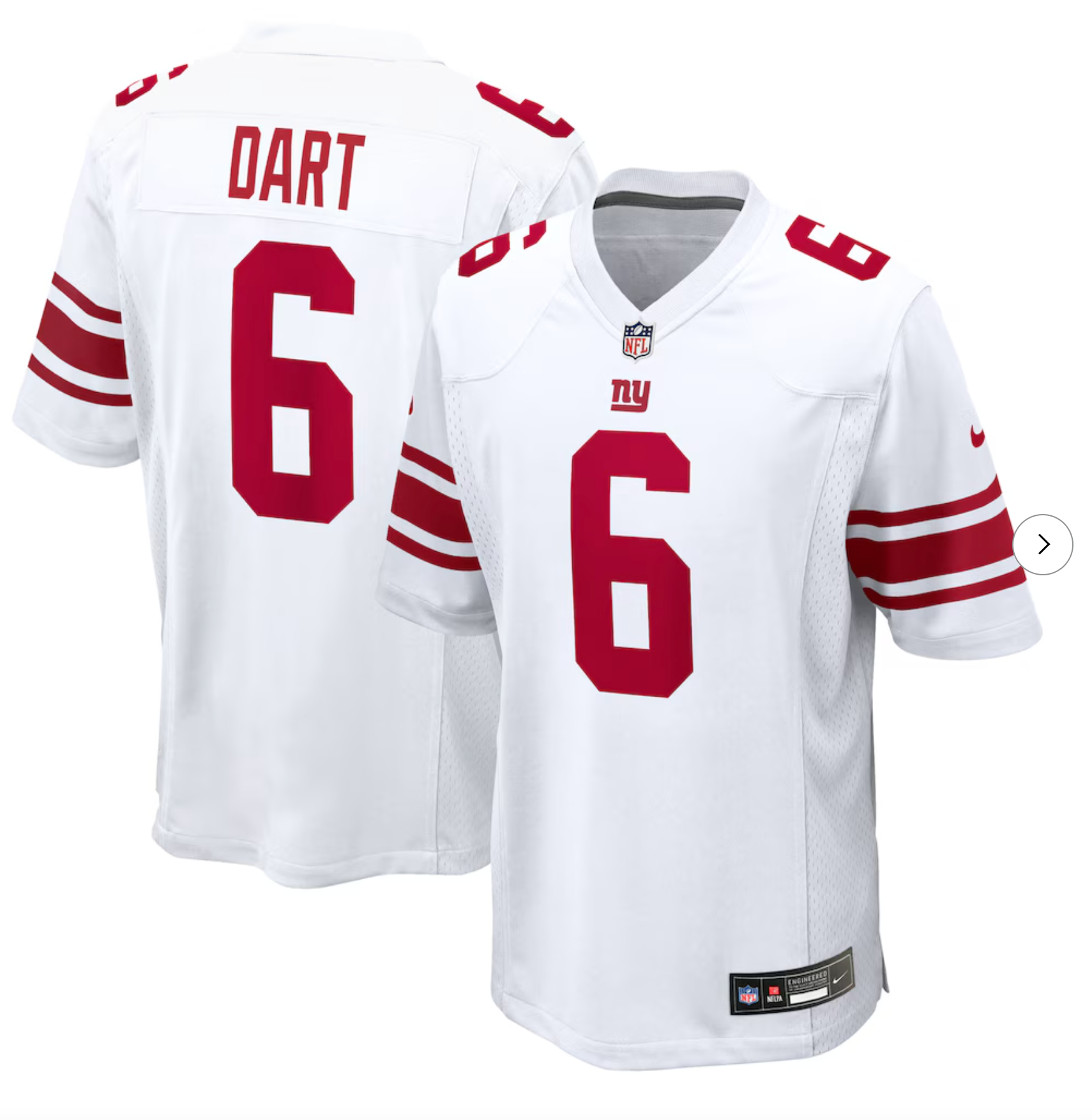 Jaxson Dart New York Giants Nike 2025 NFL Draft First Round Pick Game Jersey - White