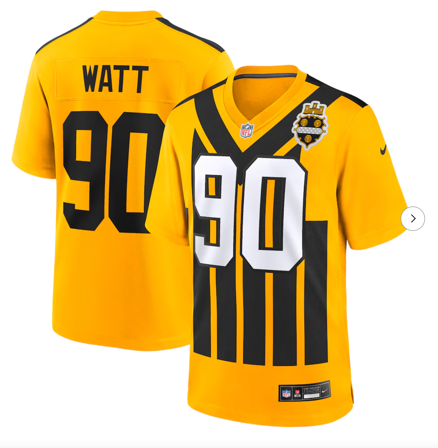 T.J. Watt Pittsburgh Steelers Nike Alternate 1933 Throwback Game Jersey - Gold