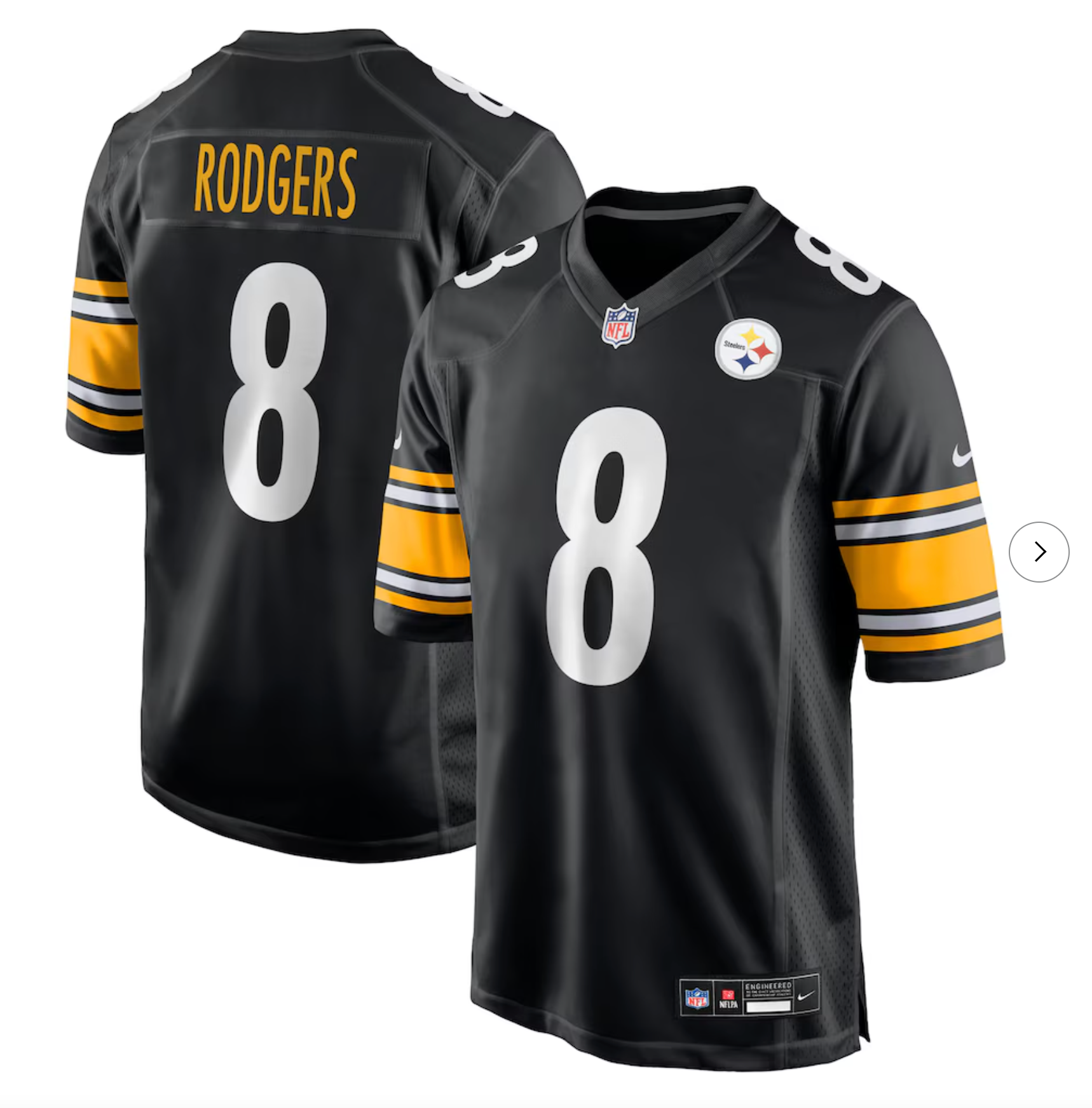 Aaron Rodgers Pittsburgh Steelers Nike Game Jersey - Black