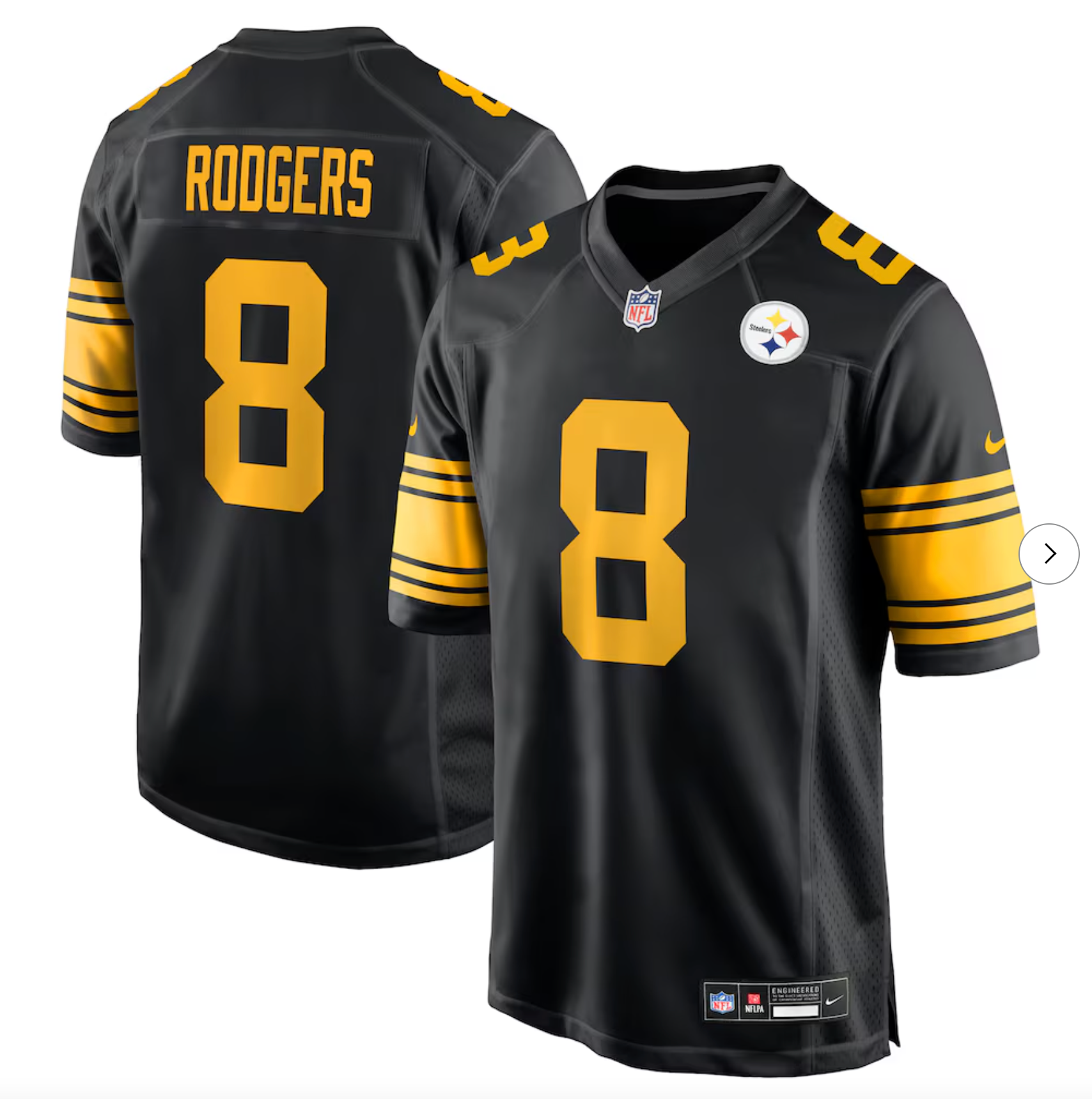 Aaron Rodgers Pittsburgh Steelers Nike Alternate Game Jersey - Black