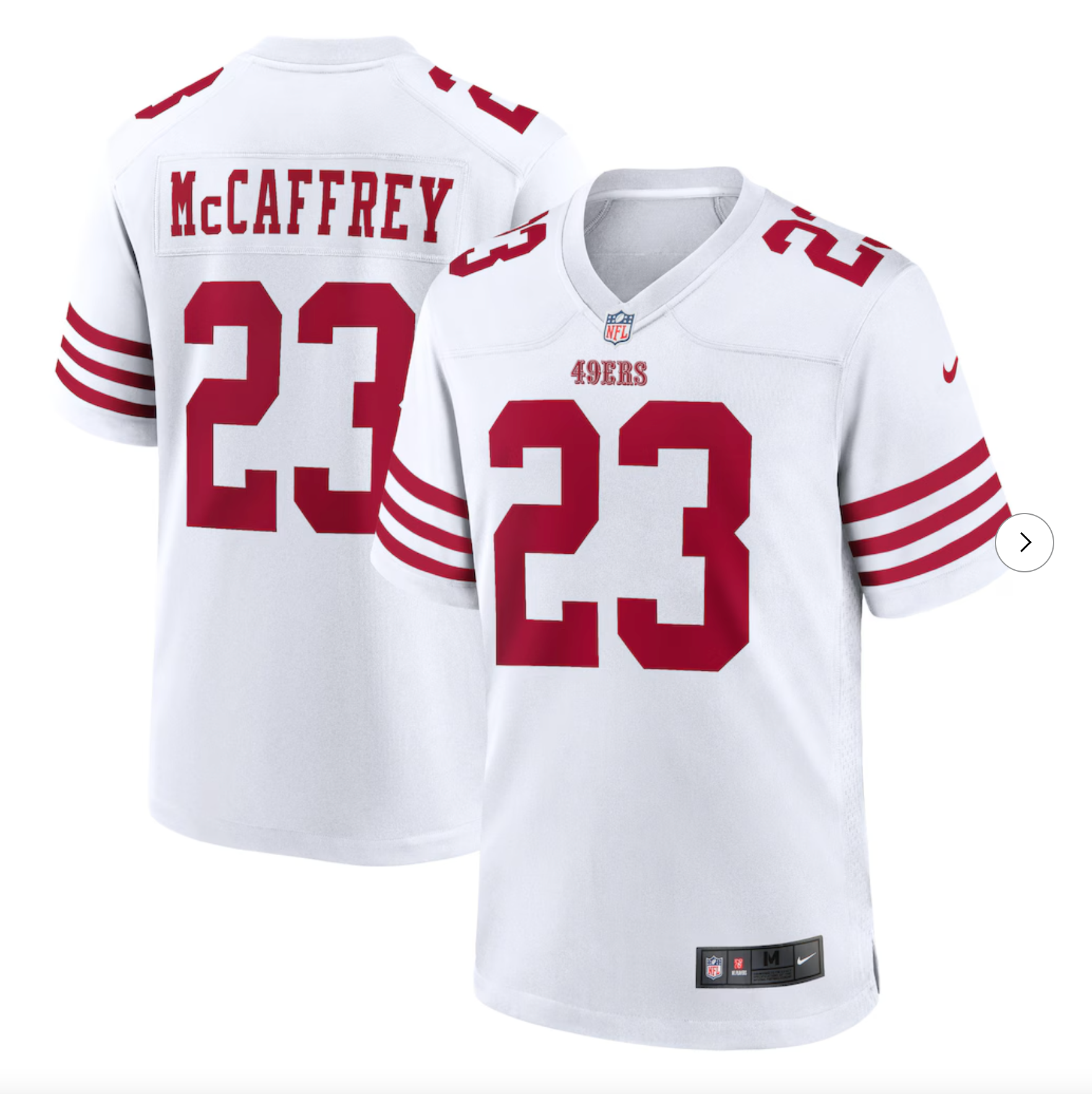 Christian McCaffrey San Francisco 49ers Nike Game Player Jersey - White