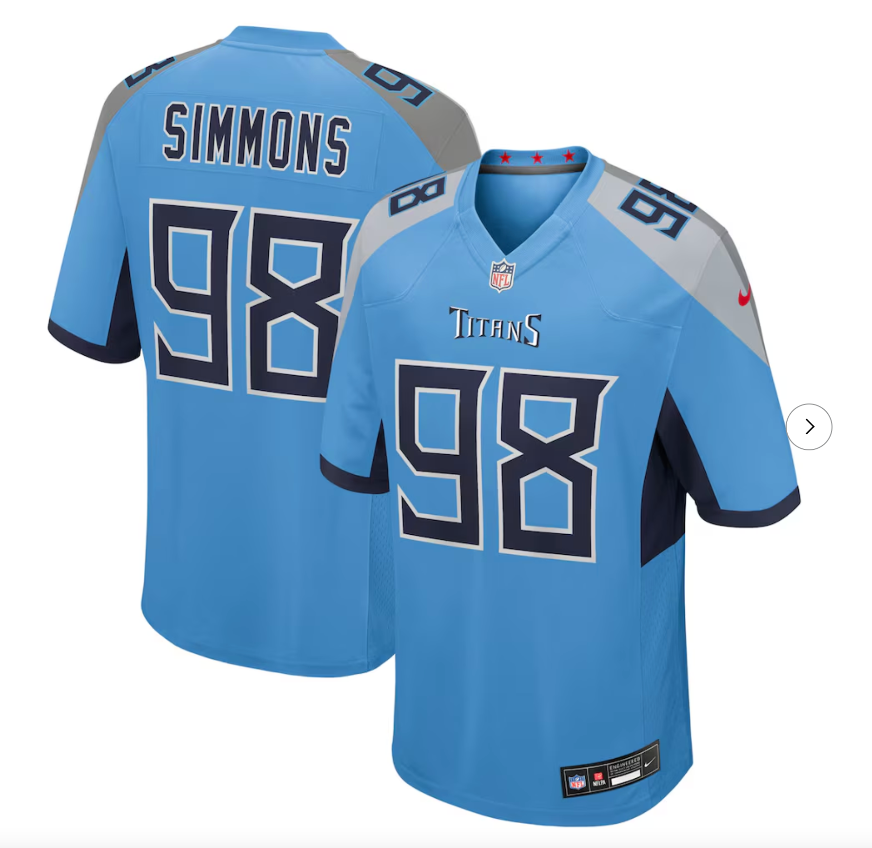 Jeffery Simmons Tennessee Titans Nike Team Game Jersey - Light Blue