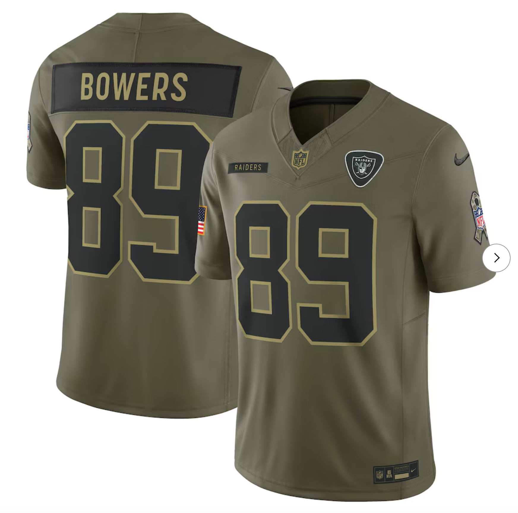 Brock Bowers Las Vegas Raiders Nike 2025 Salute to Service Limited Jersey - Olive