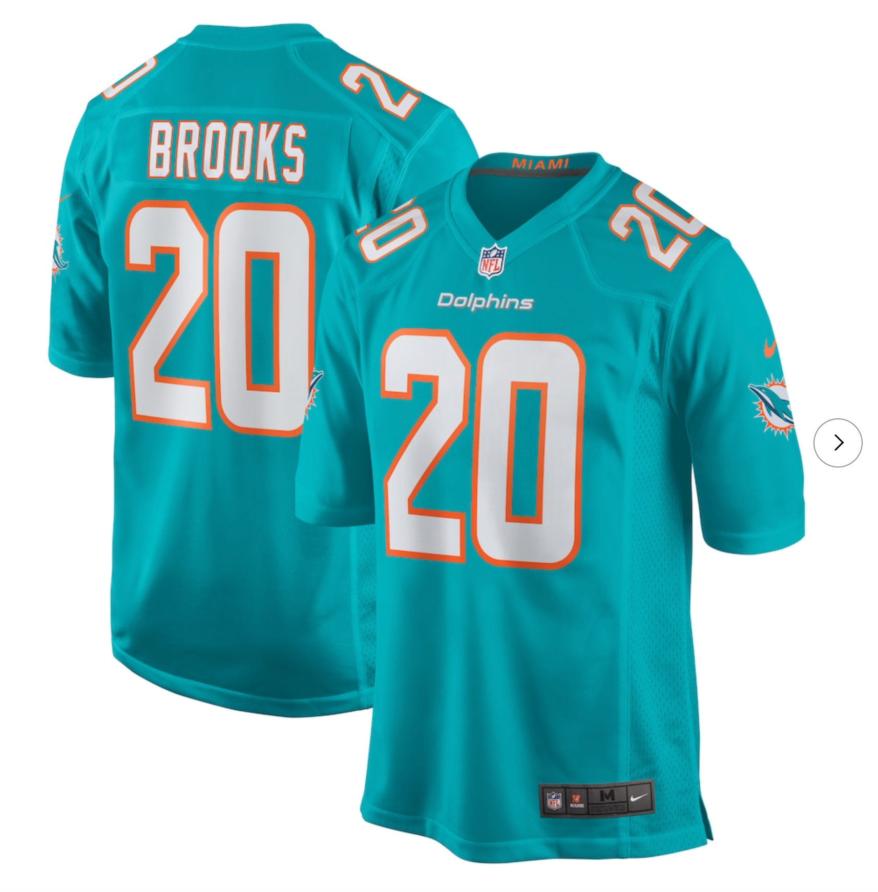 Jordyn Brooks Miami Dolphins Nike Game Jersey - Aqua