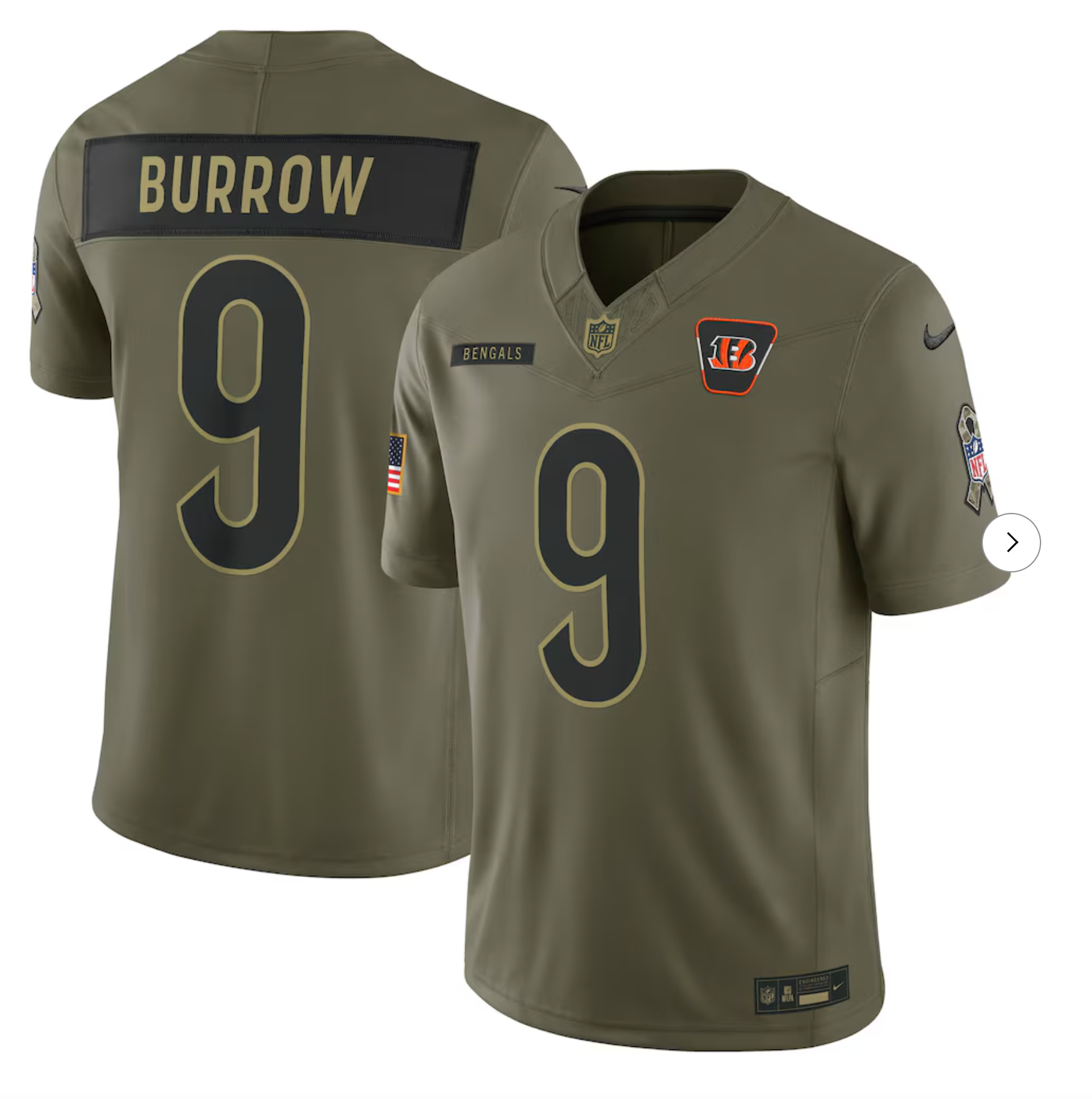 Joe Burrow Cincinnati Bengals Nike 2025 Salute to Service Limited Jersey - Olive