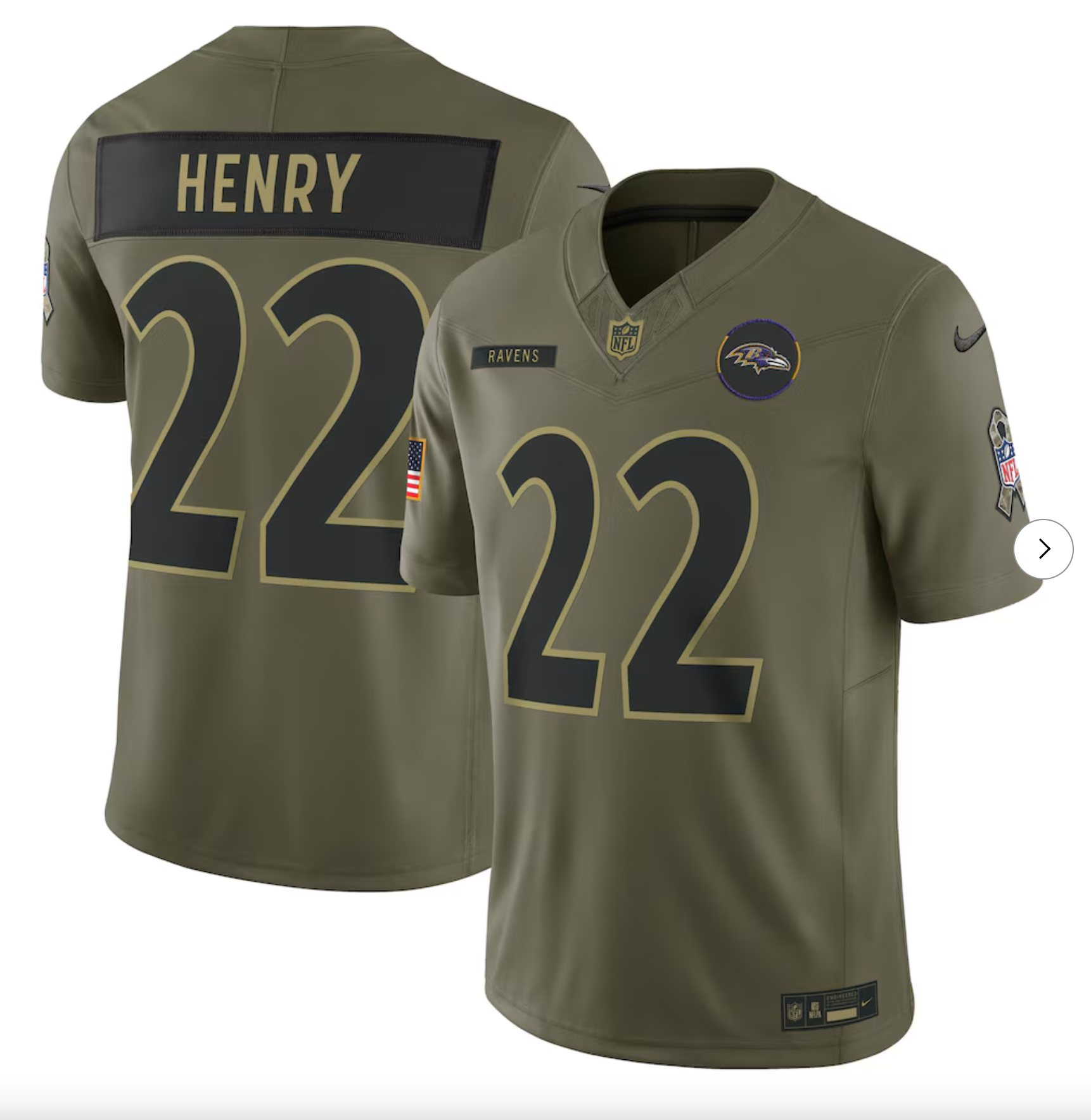 Derrick Henry Baltimore Ravens Nike 2025 Salute to Service Limited Jersey - Olive