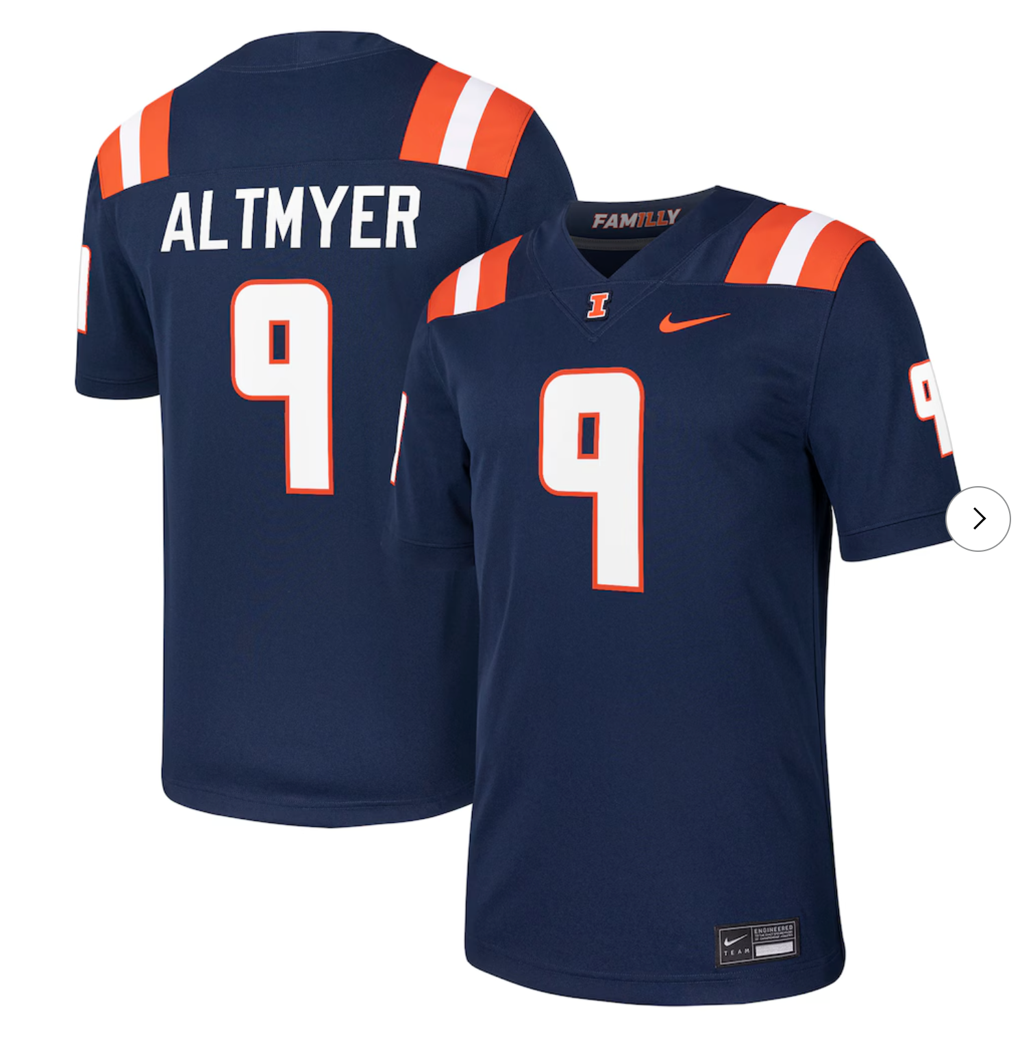Luke Altmyer Illinois Fighting Illini Nike NIL Football Game Jersey - Navy