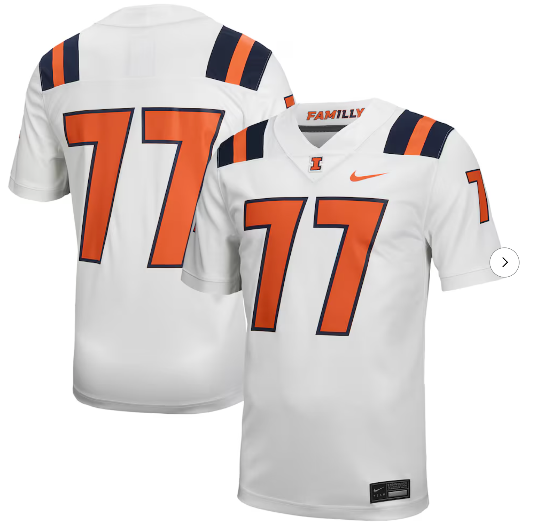 #77 Illinois Fighting Illini Nike Untouchable Football Jersey – White