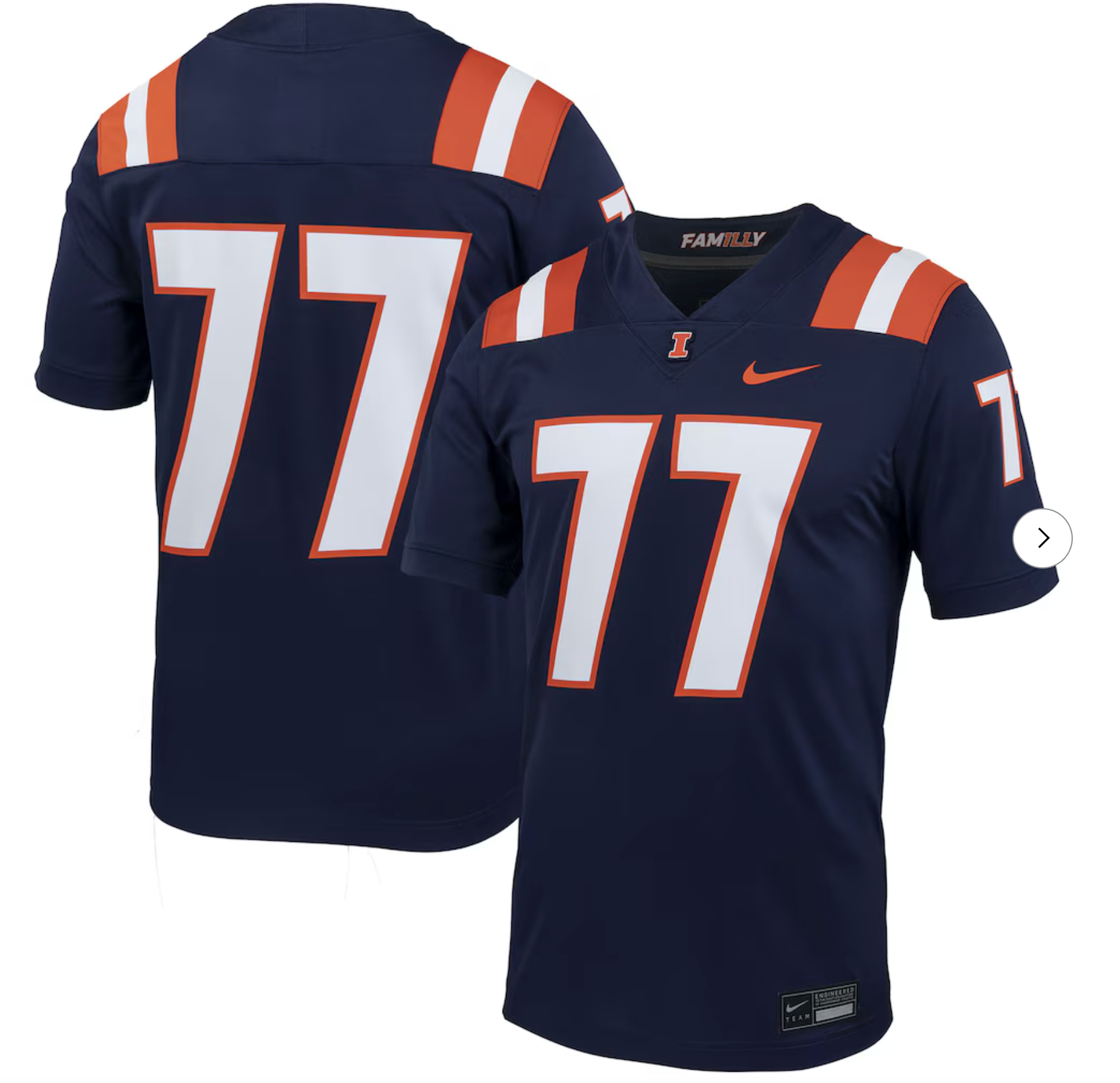 #77 Illinois Fighting Illini Nike Untouchable Football Jersey – Navy