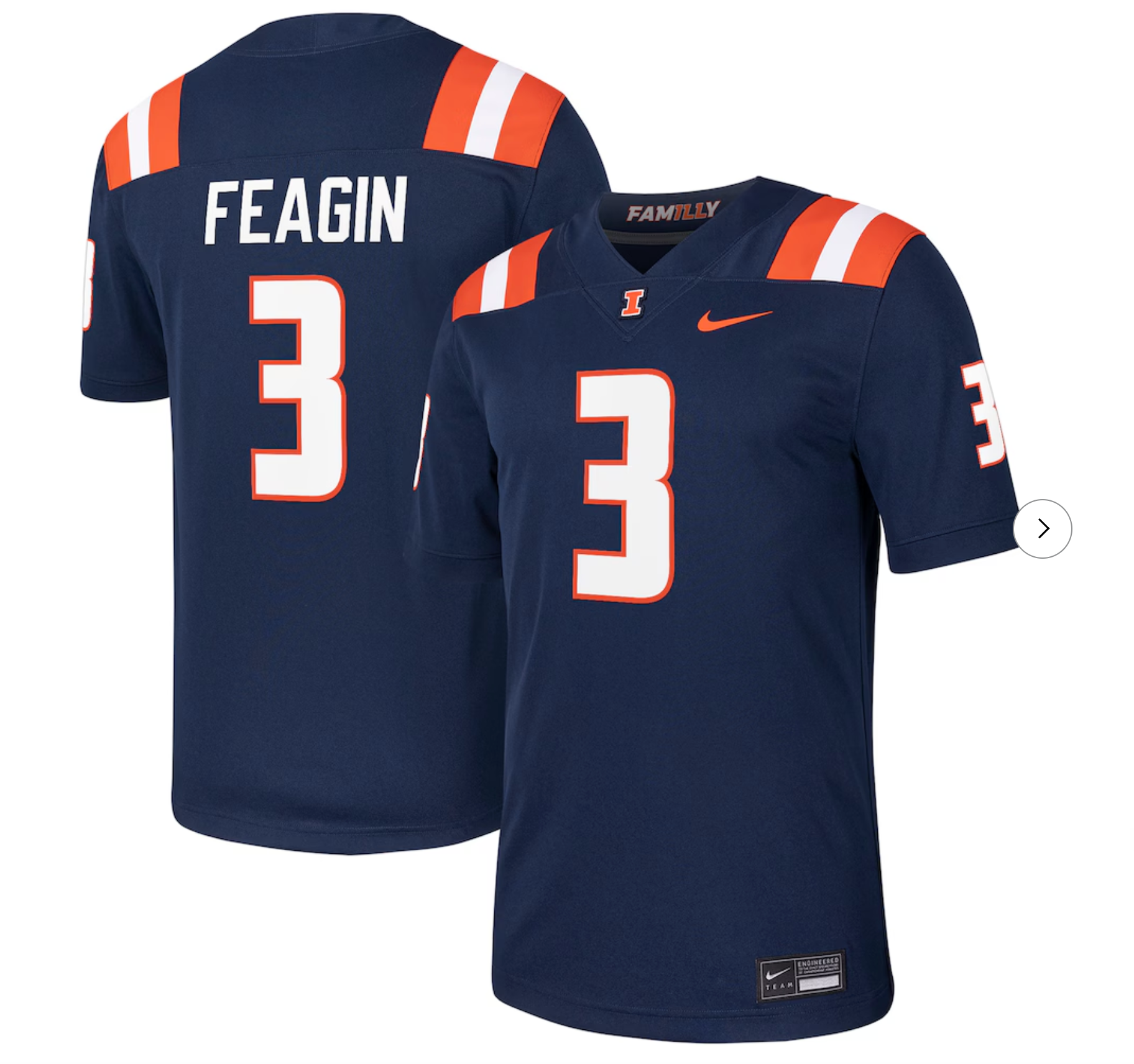 Kaden Feagin Illinois Fighting Illini Nike NIL Football Game Jersey - Navy