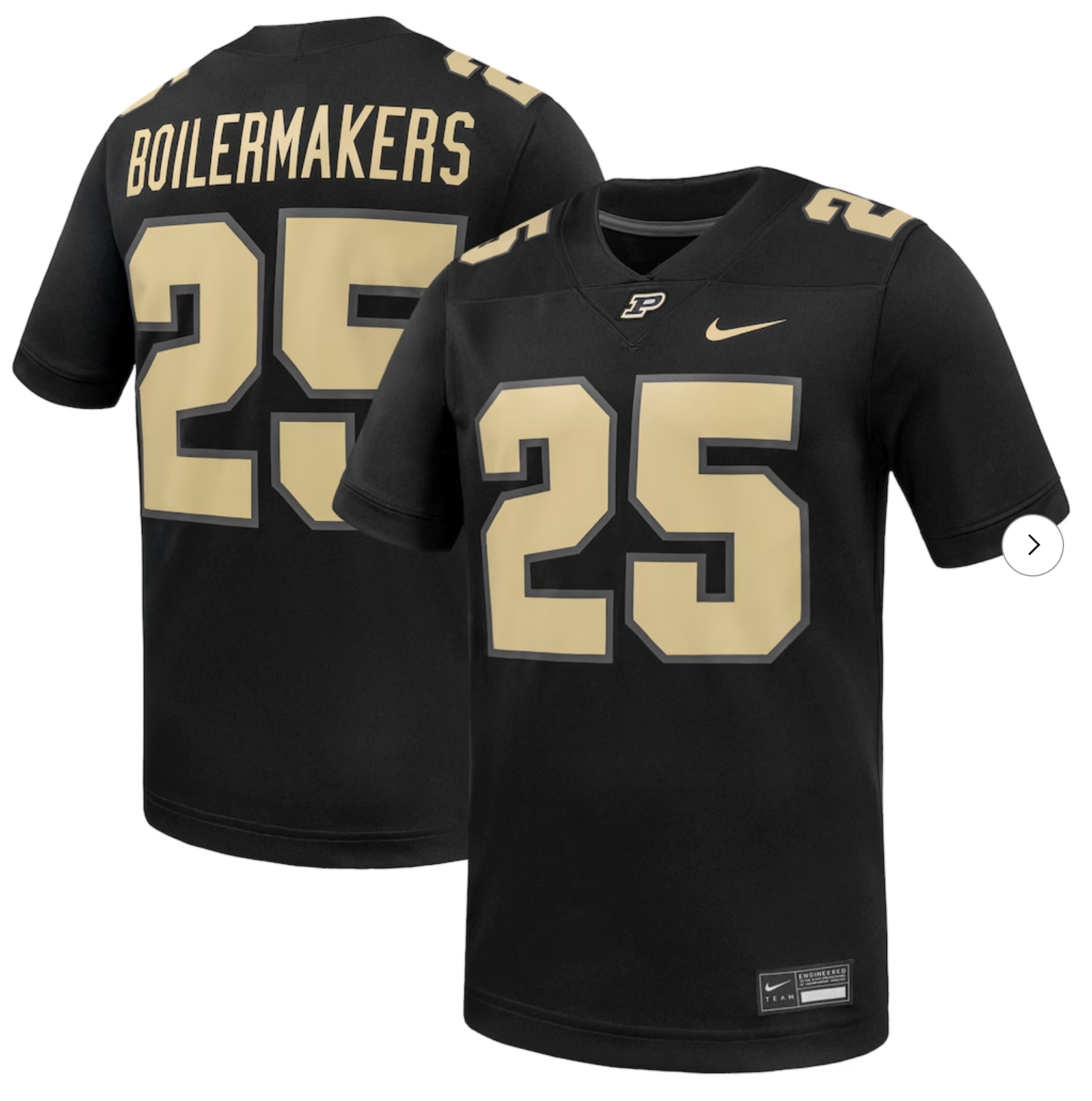 #25 Purdue Boilermakers Nike Untouchable Replica Game Jersey - Black