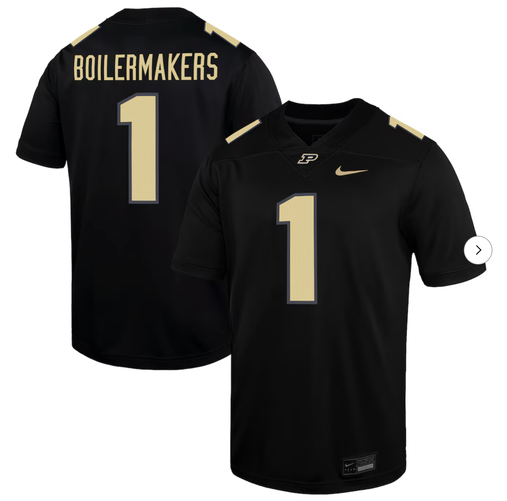 #1 Purdue Boilermakers Nike Alternate Game Jersey - Black