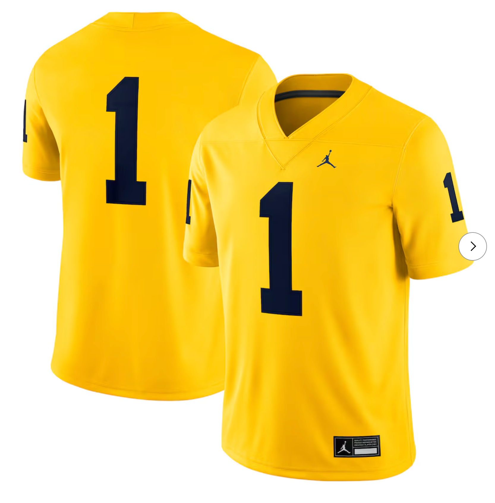 #1 Michigan Wolverines Jordan Brand Alternate Game Jersey - Maize