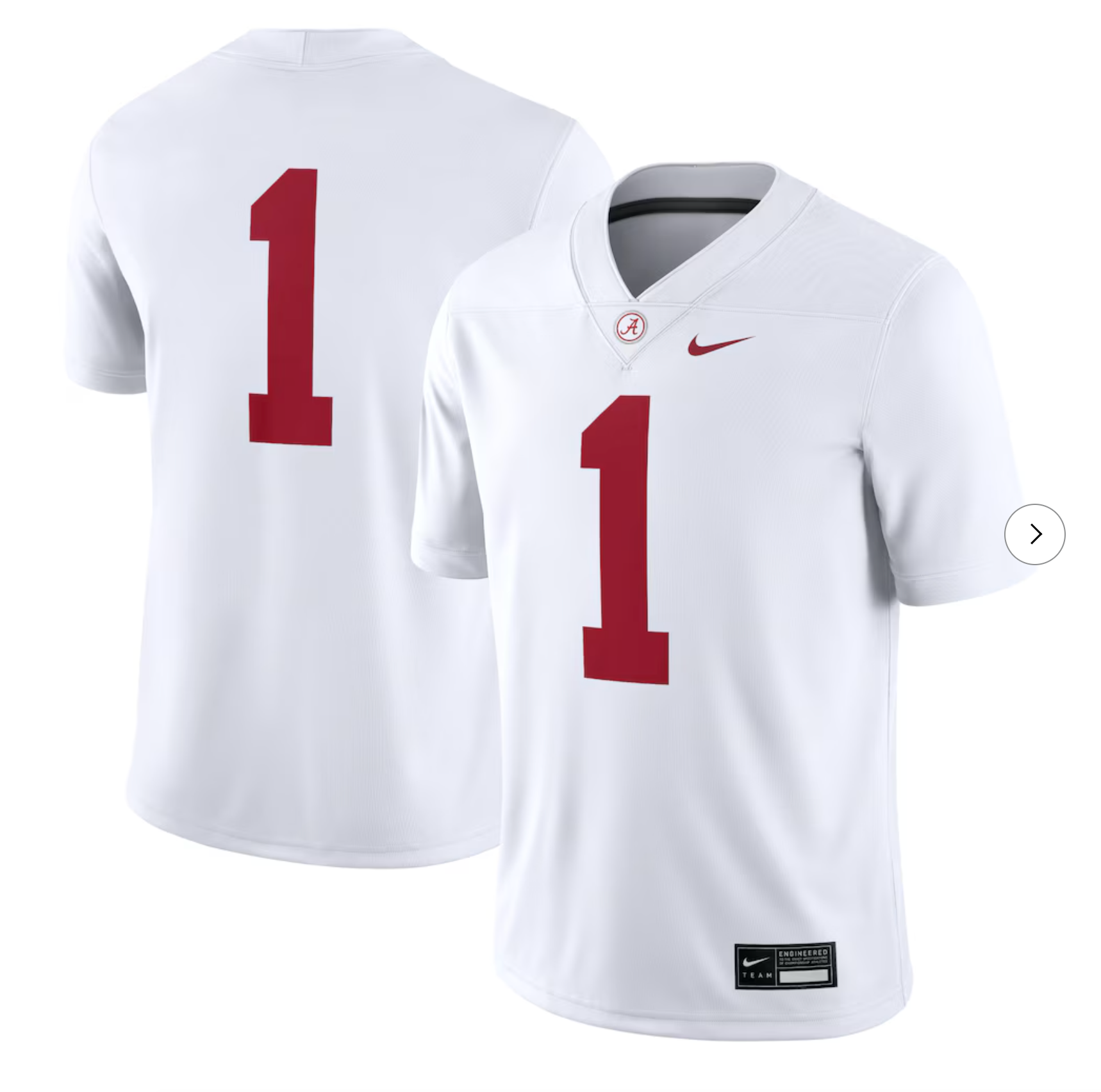 #1 Alabama Crimson Tide Nike Game Jersey - White