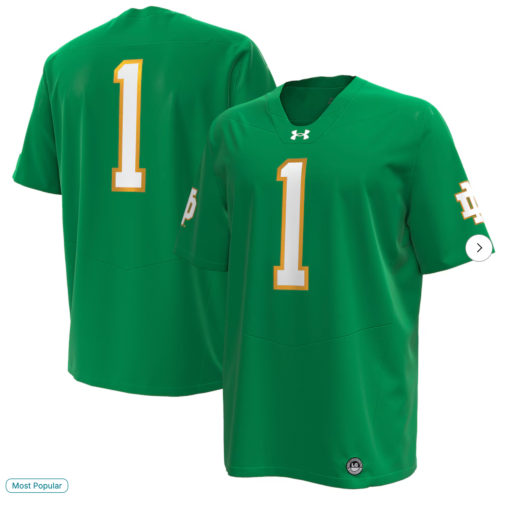 Notre Dame Fighting Irish Under Armour Premier Football Jersey - Green