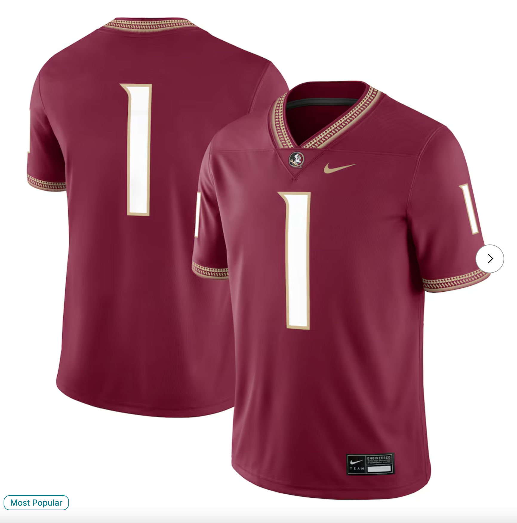 #1 Florida State Seminoles Nike Game Jersey - Garnet