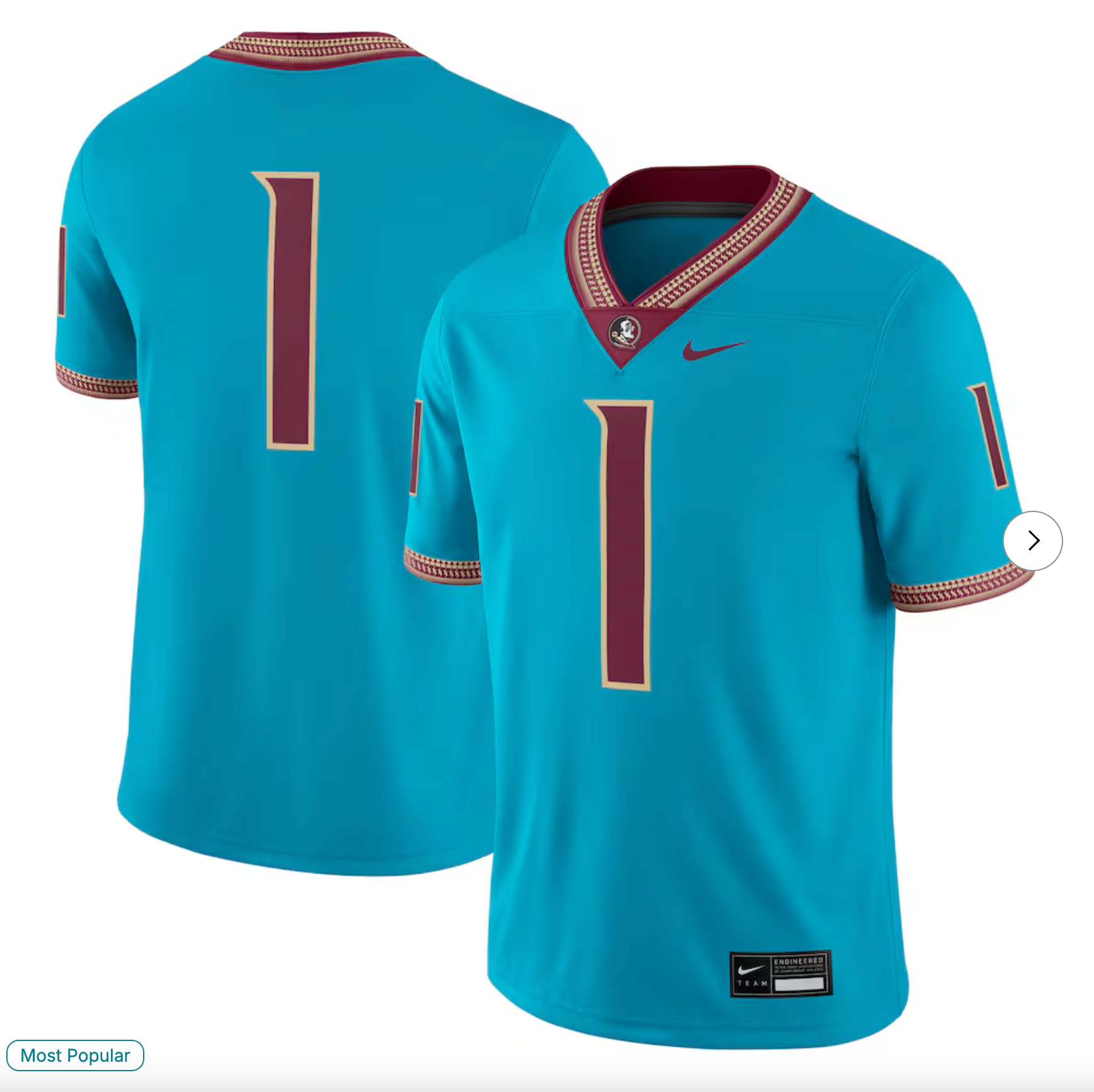 Florida State Seminoles Nike Alternate Game Jersey - Turquoise