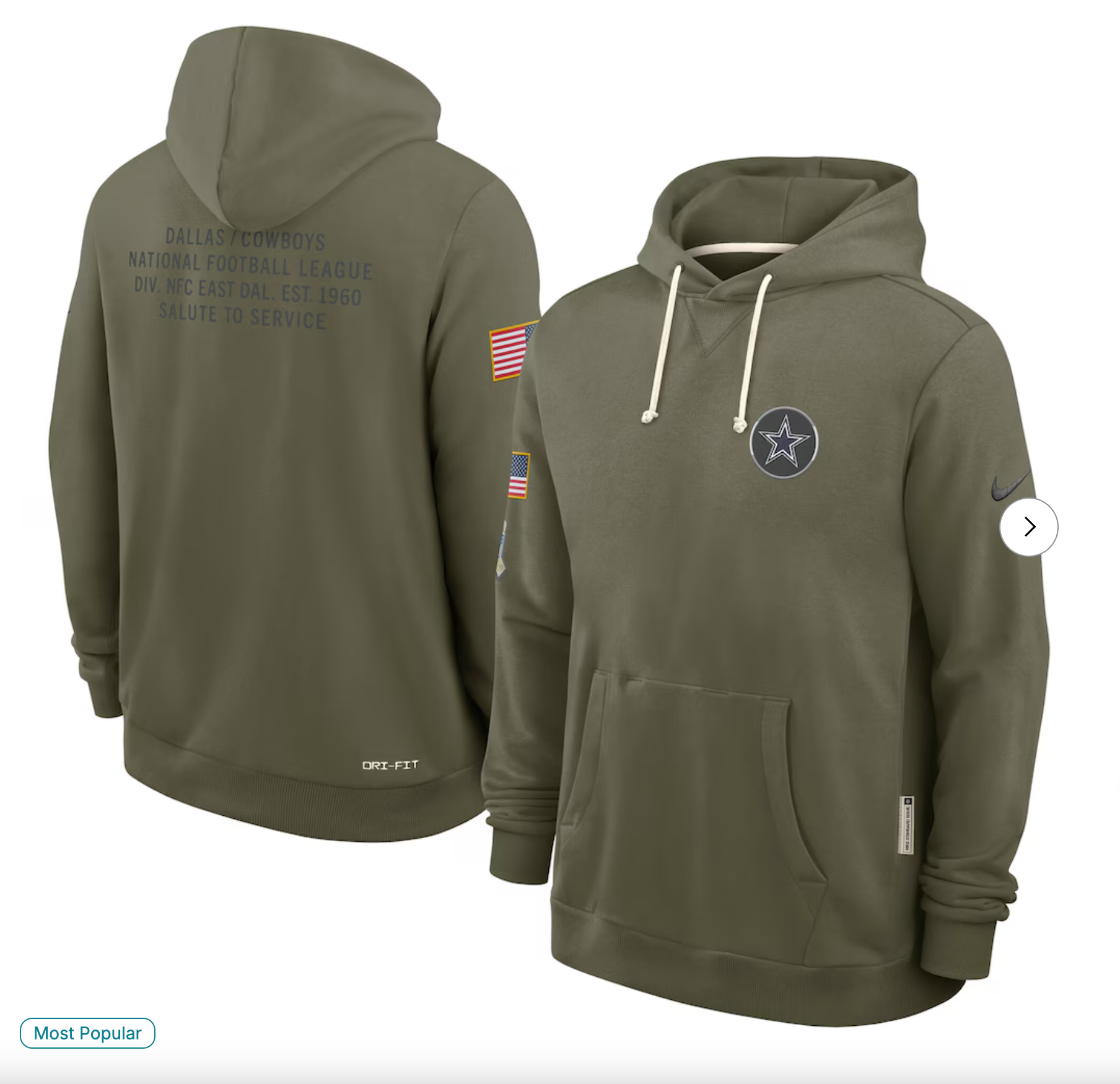 Dallas Cowboys Nike 2025 Salute to Service Sideline Standard Issue Dri-FIT Hoodie - Olive