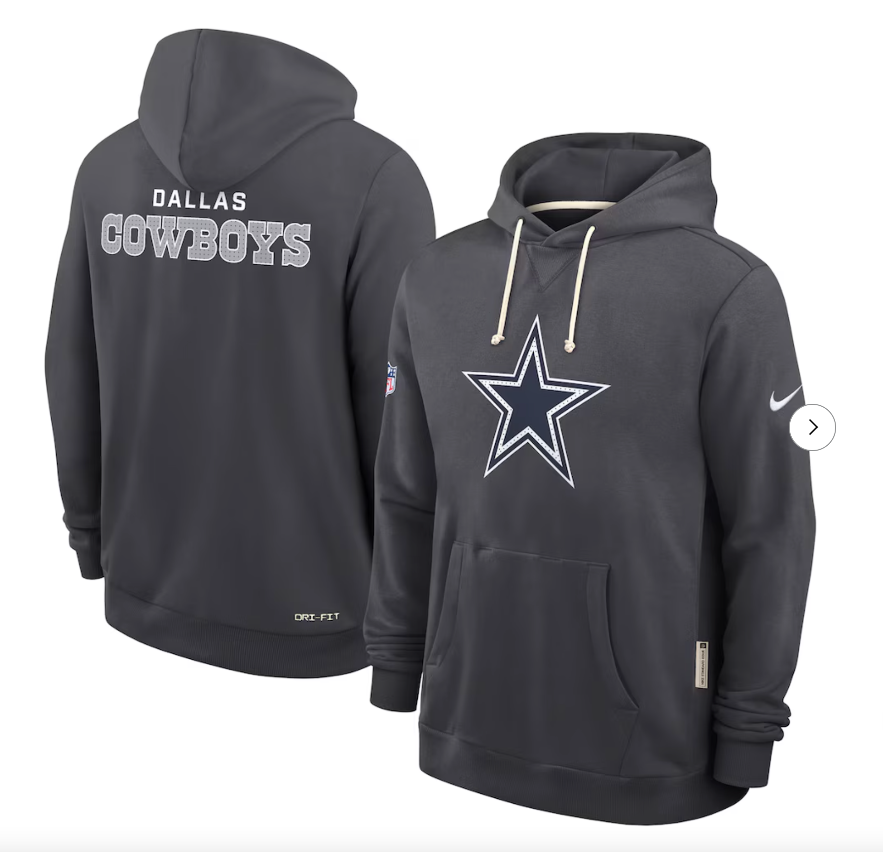 Dallas Cowboys Nike Sideline Standard Issue Initial Home Dri-FIT Hoodie - Anthracite