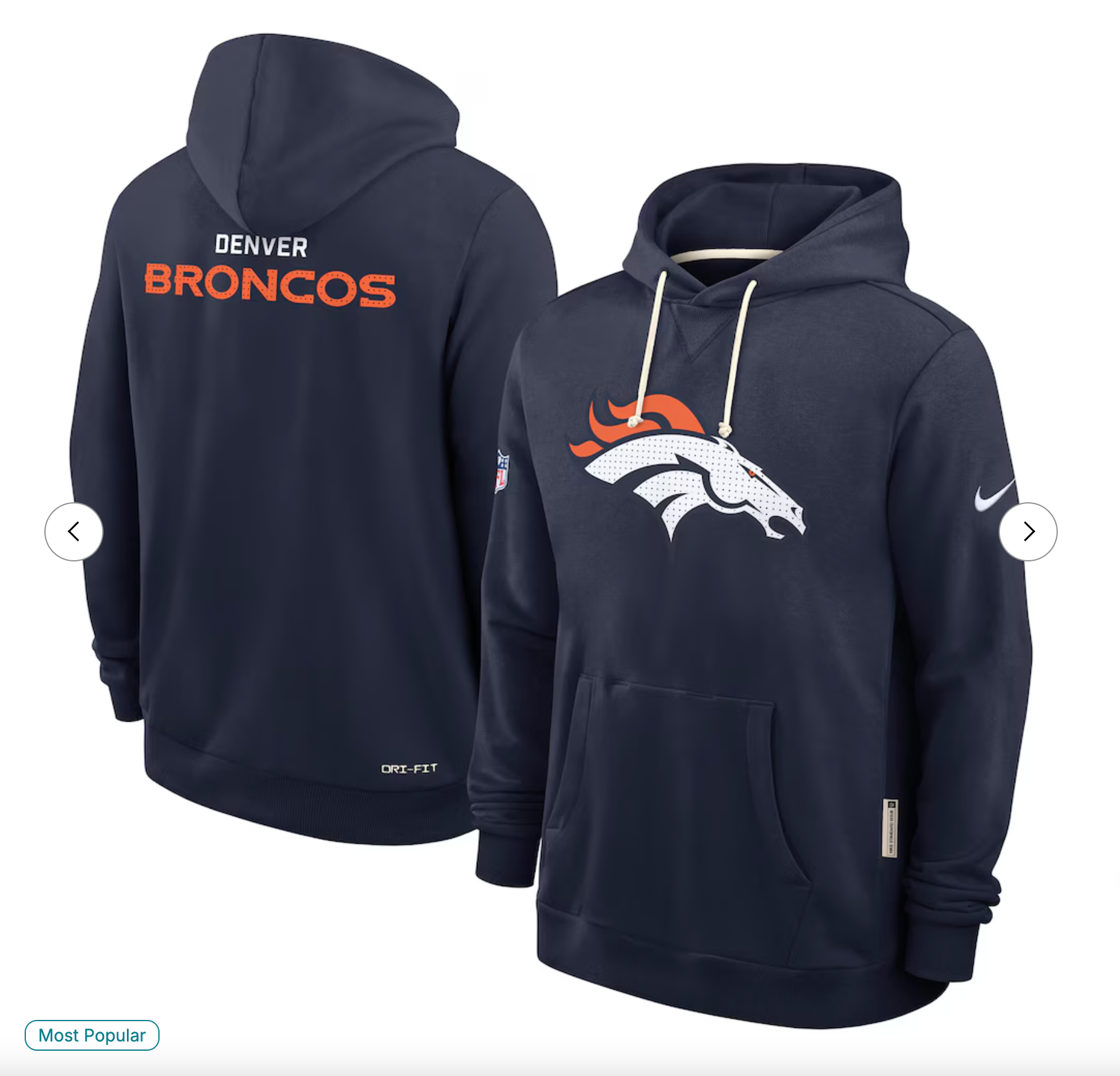 Denver Broncos Nike Sideline Standard Issue Initial Home Dri-FIT Hoodie - Navy