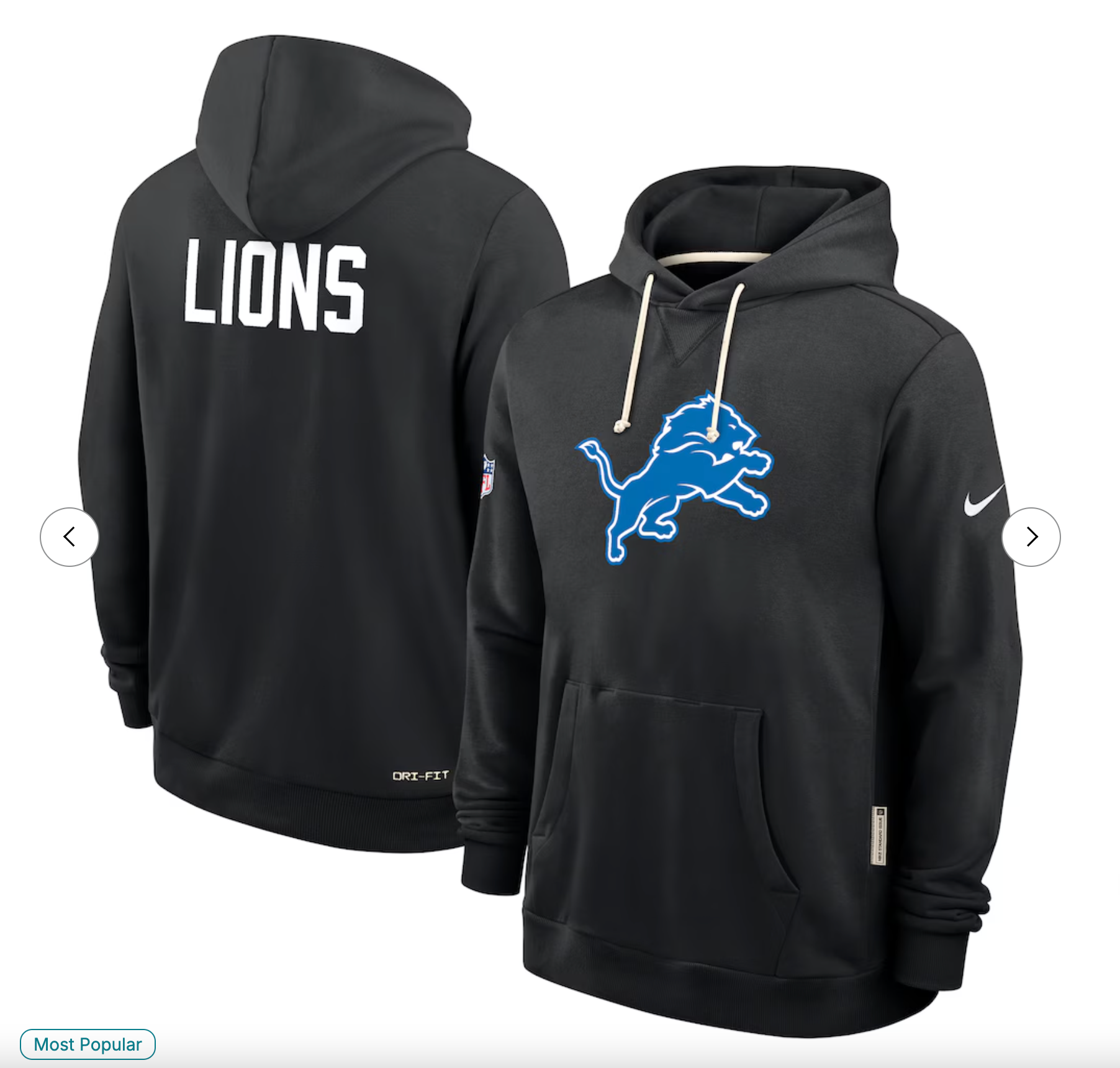 Detroit Lions Nike Sideline Standard Issue Alt 2 Dri-FIT Hoodie - Black
