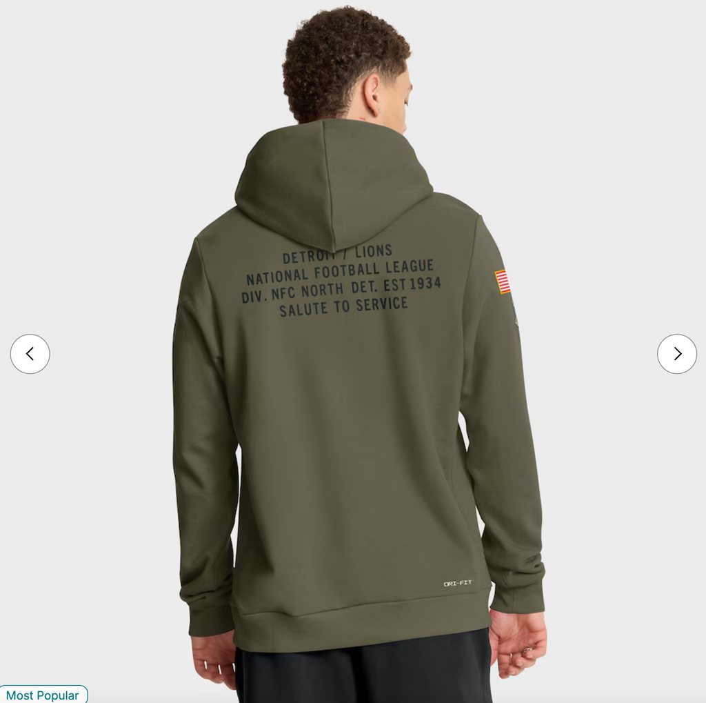 Detroit Lions Nike 2025 Salute to Service Sideline Standard Issue Dri-FIT Hoodie - Olive